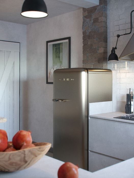 3d render of a loft kitchen