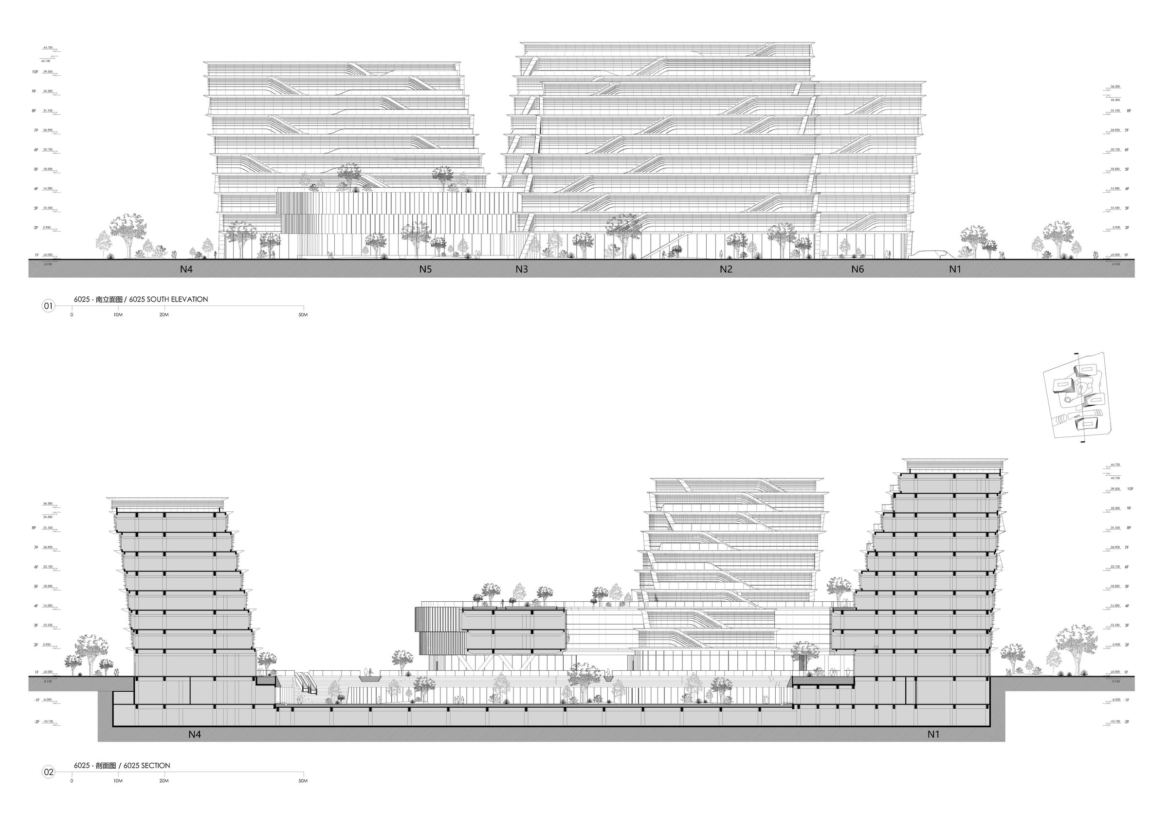 North Elevation+Section_Combine North Perspective Section