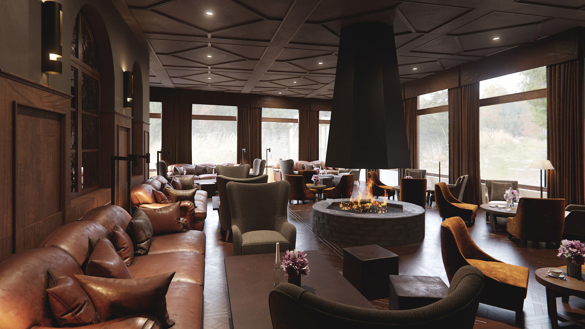 Mont Cervin Hotel lobby's 3d visualization