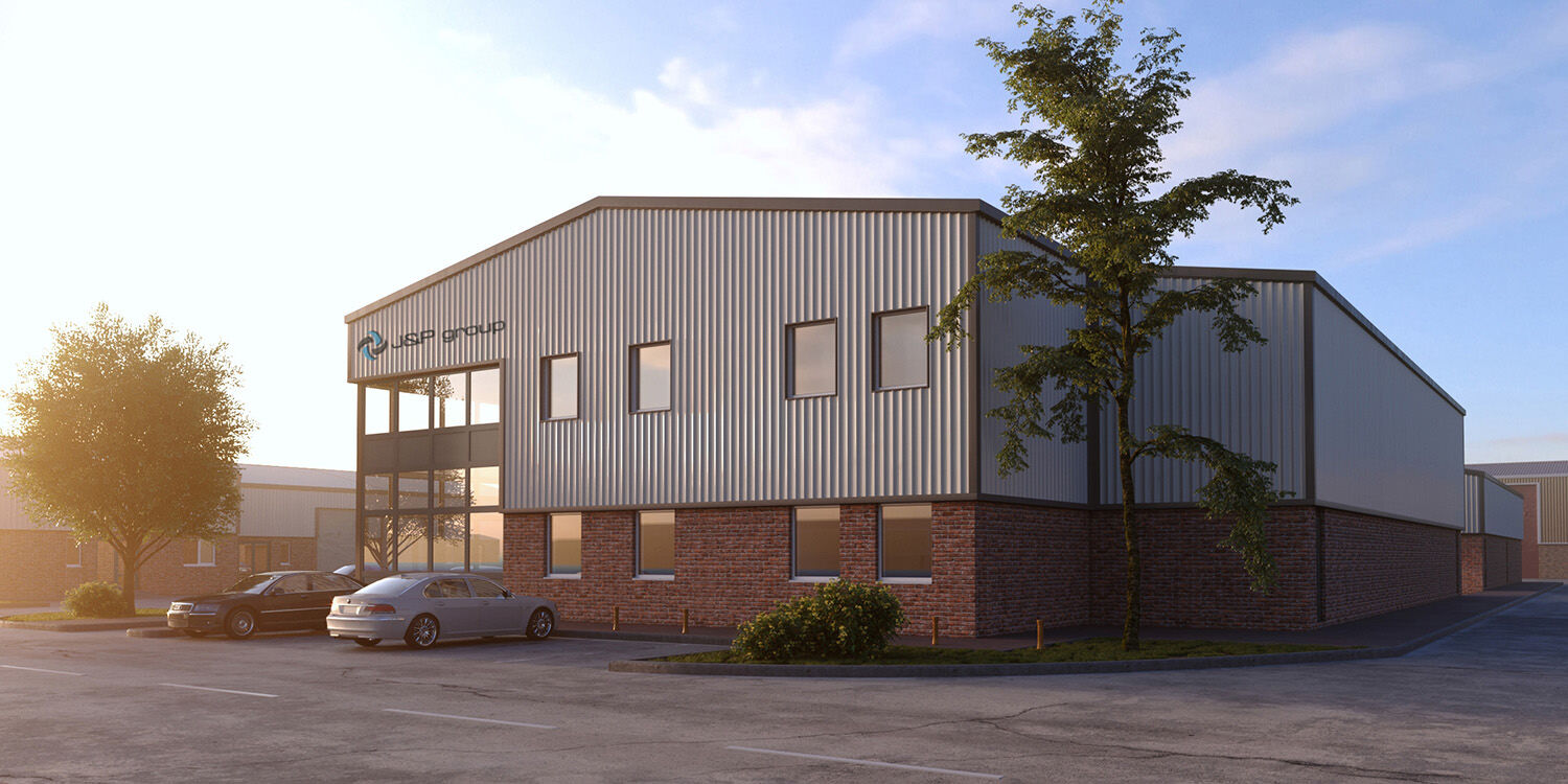 Industrial building in morning