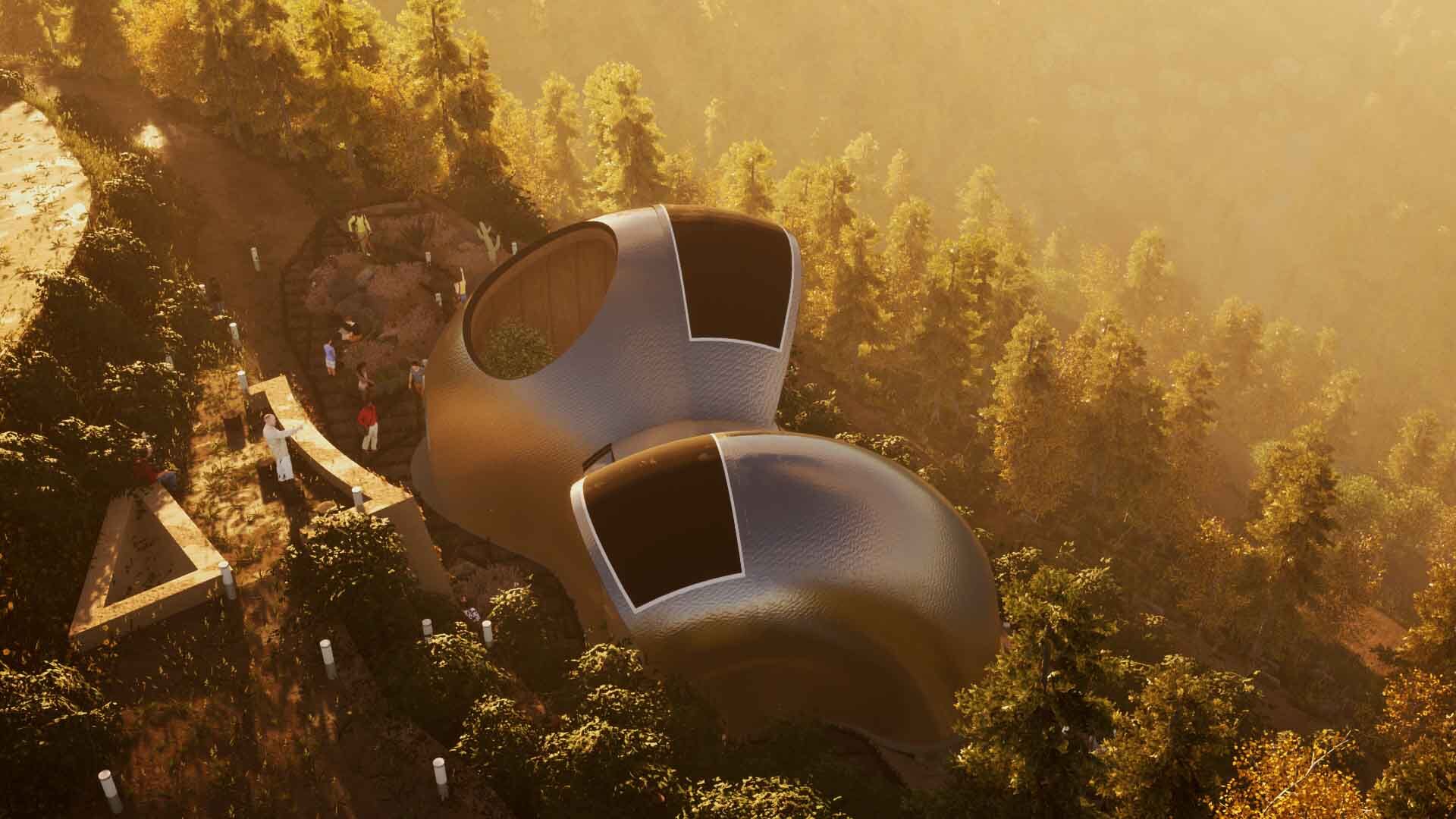 View of the Tea House Stone Cave Building