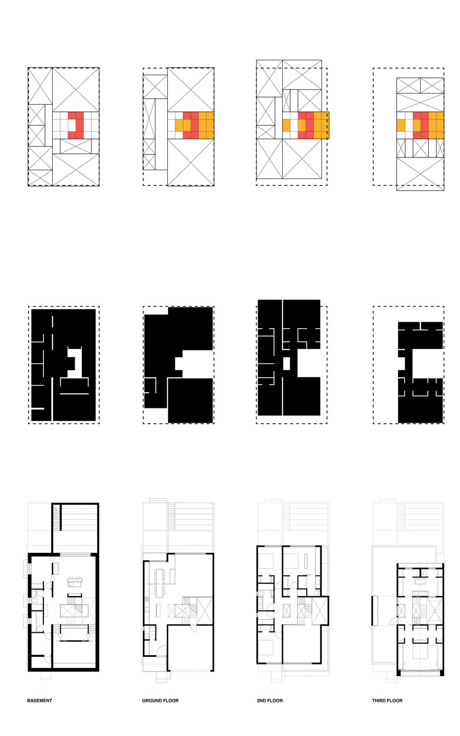 RZLBD / Stack House / diagram / spatial organization, anti-drawing, floor layout