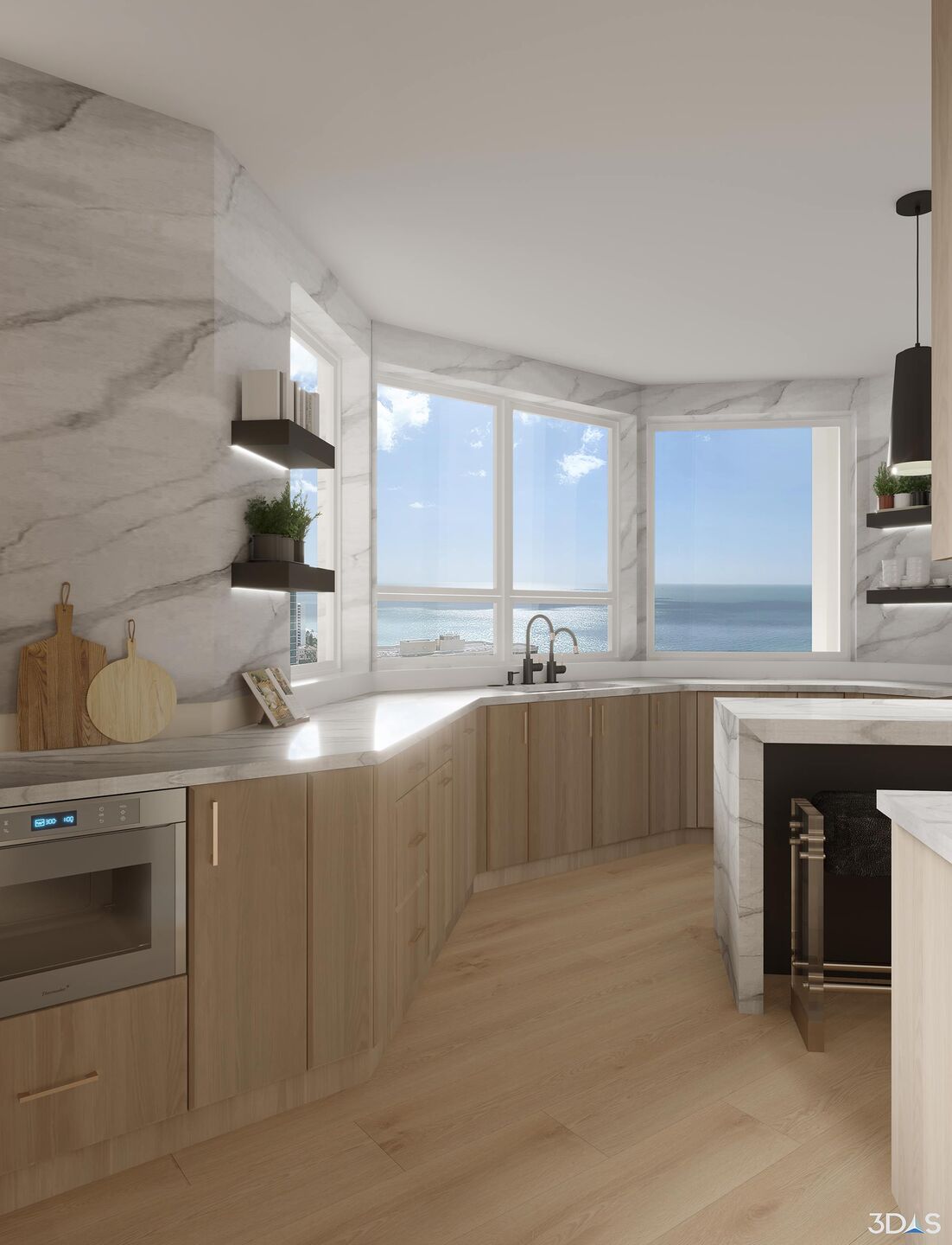 3D Kitchen Overlooking Ocean #2
