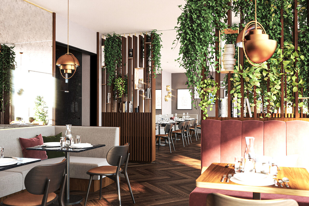 Restaurant with plants