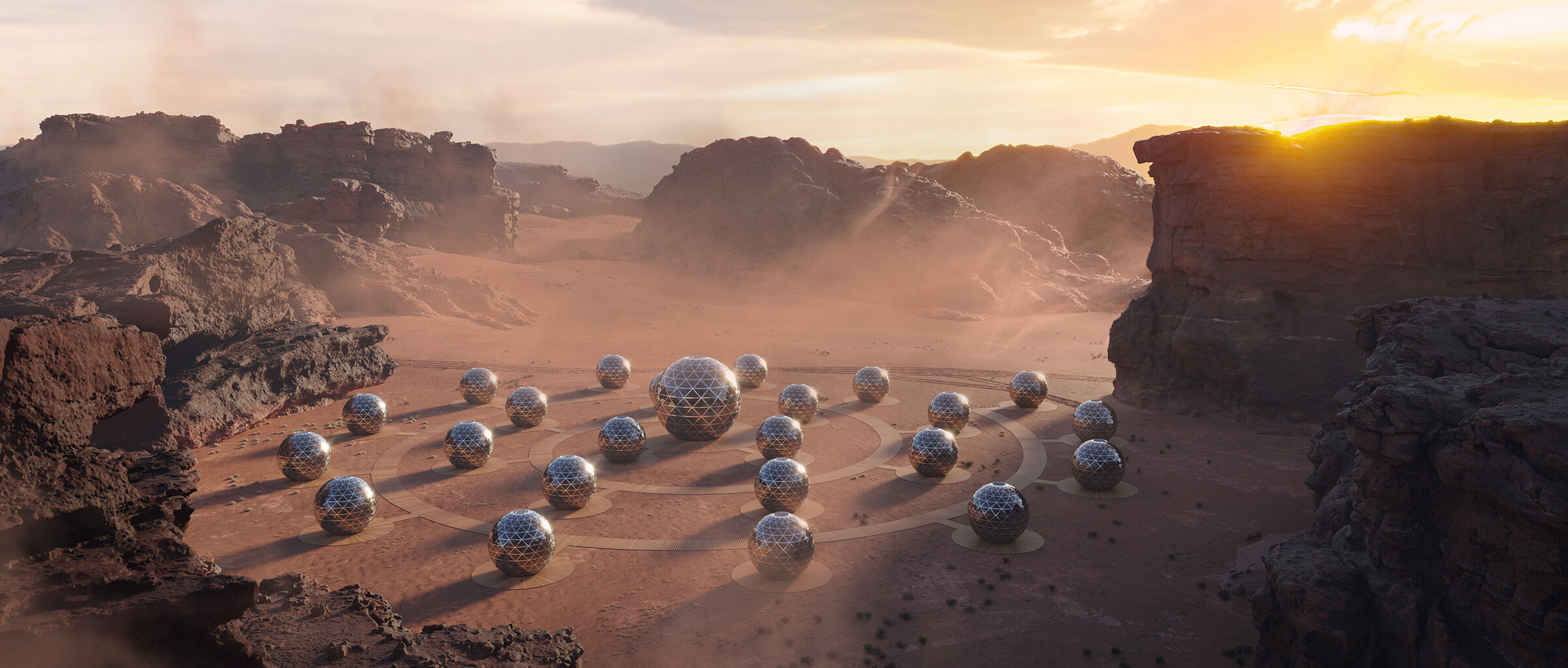 Dome-shaped private houses in arabic desert