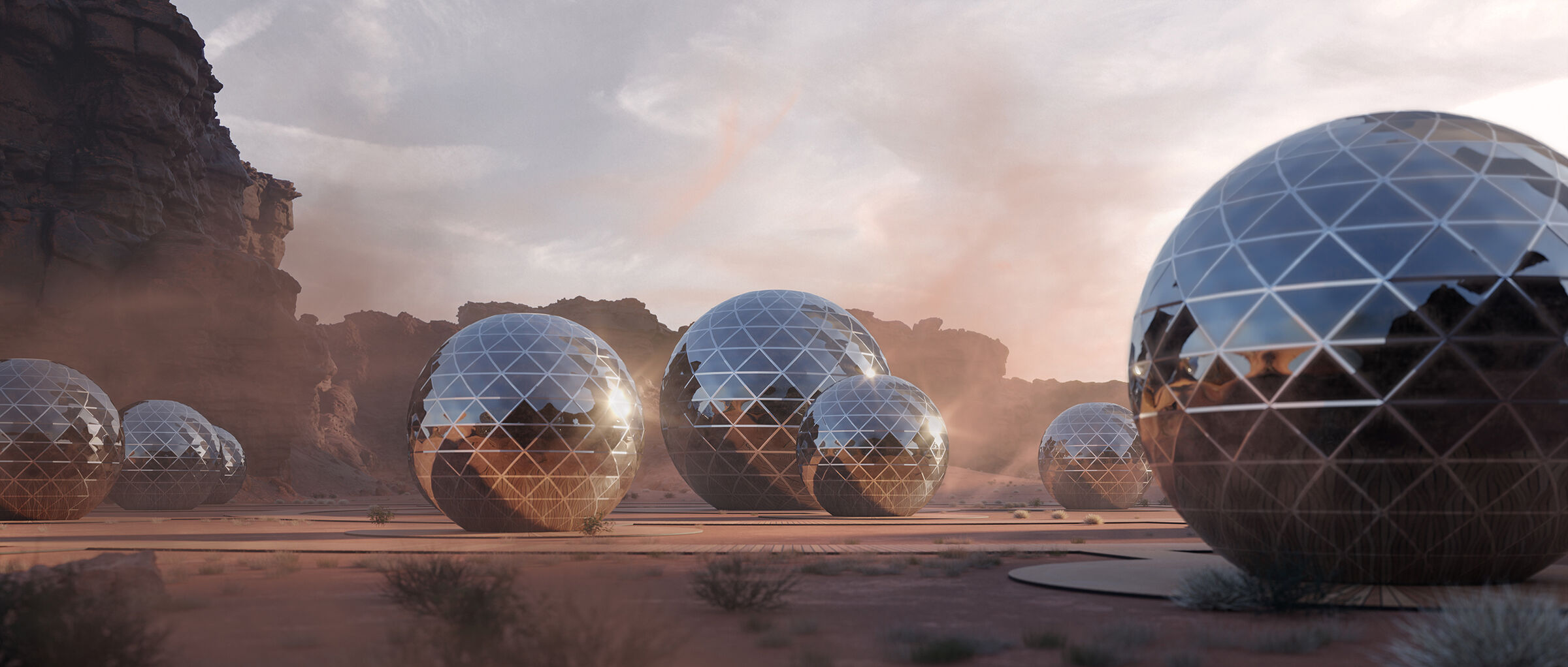 The special energy generating glass covering the domes will provide them some autonomy