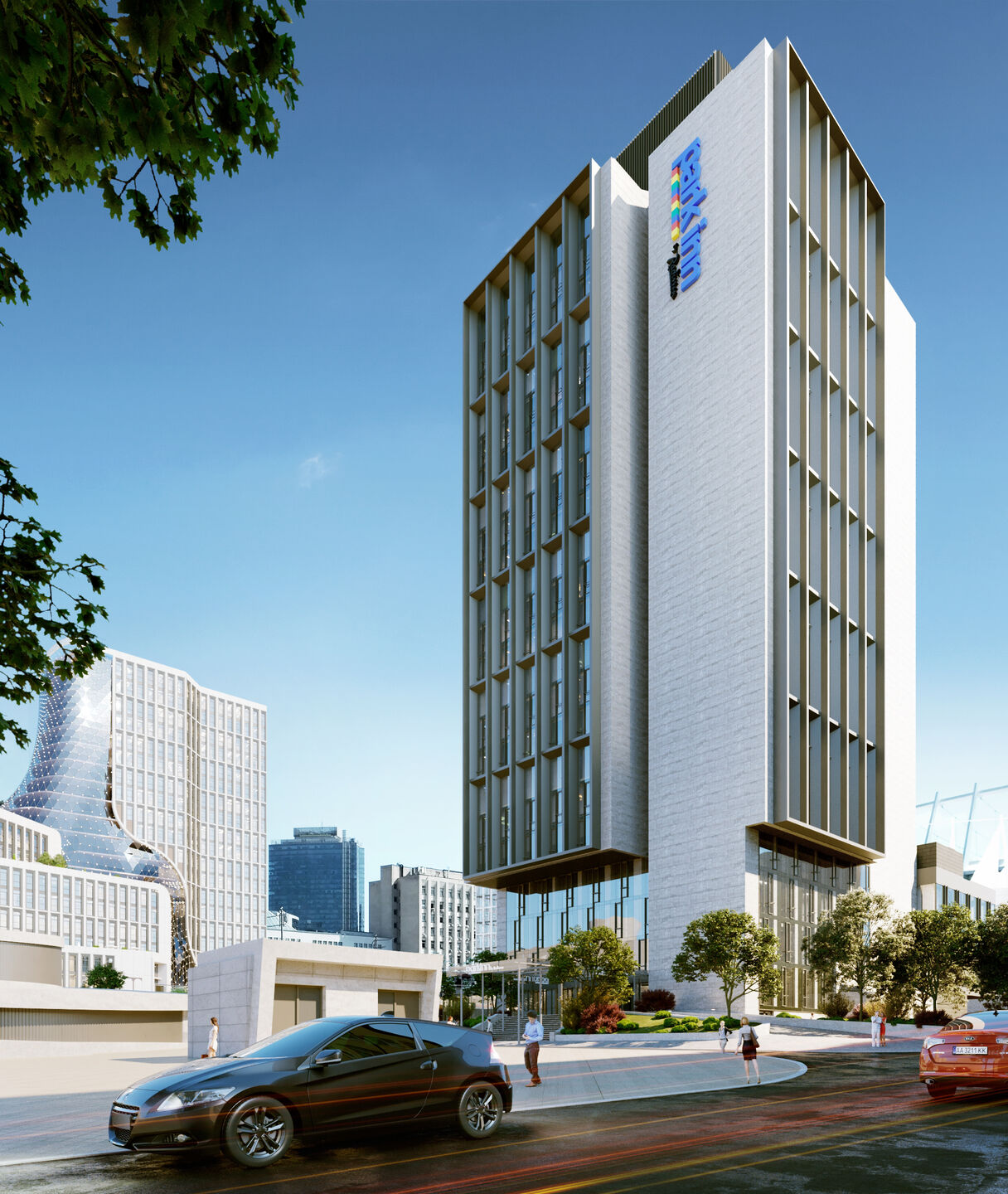 Renovation of the facade of the Park Inn hotel