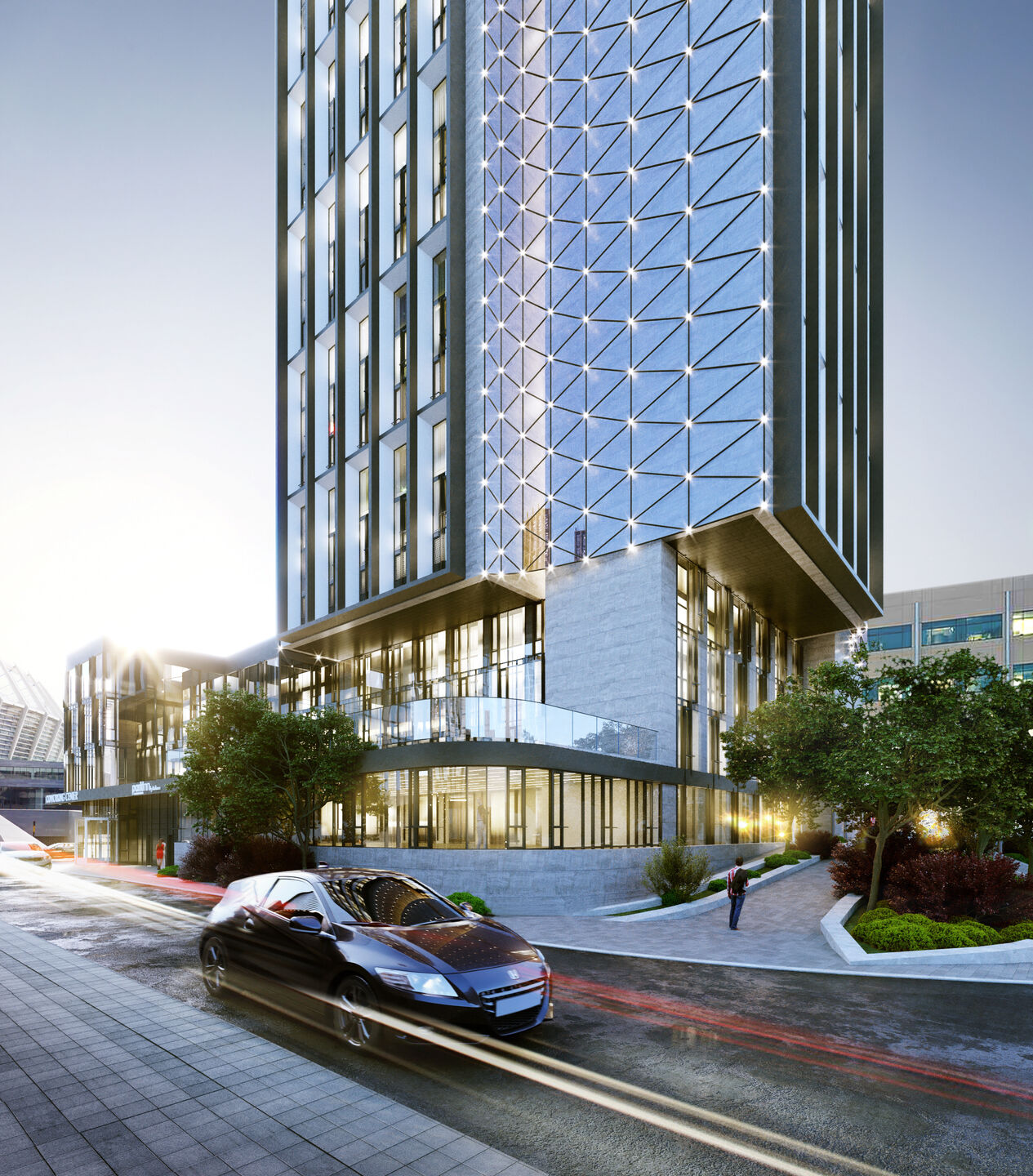Renovation of the facade of the Park Inn hotel