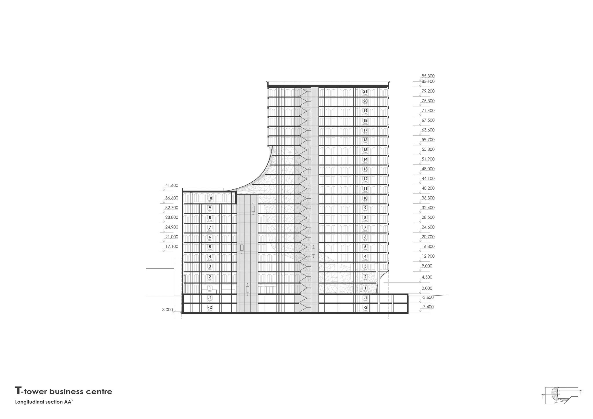 Longitudinal section AA
