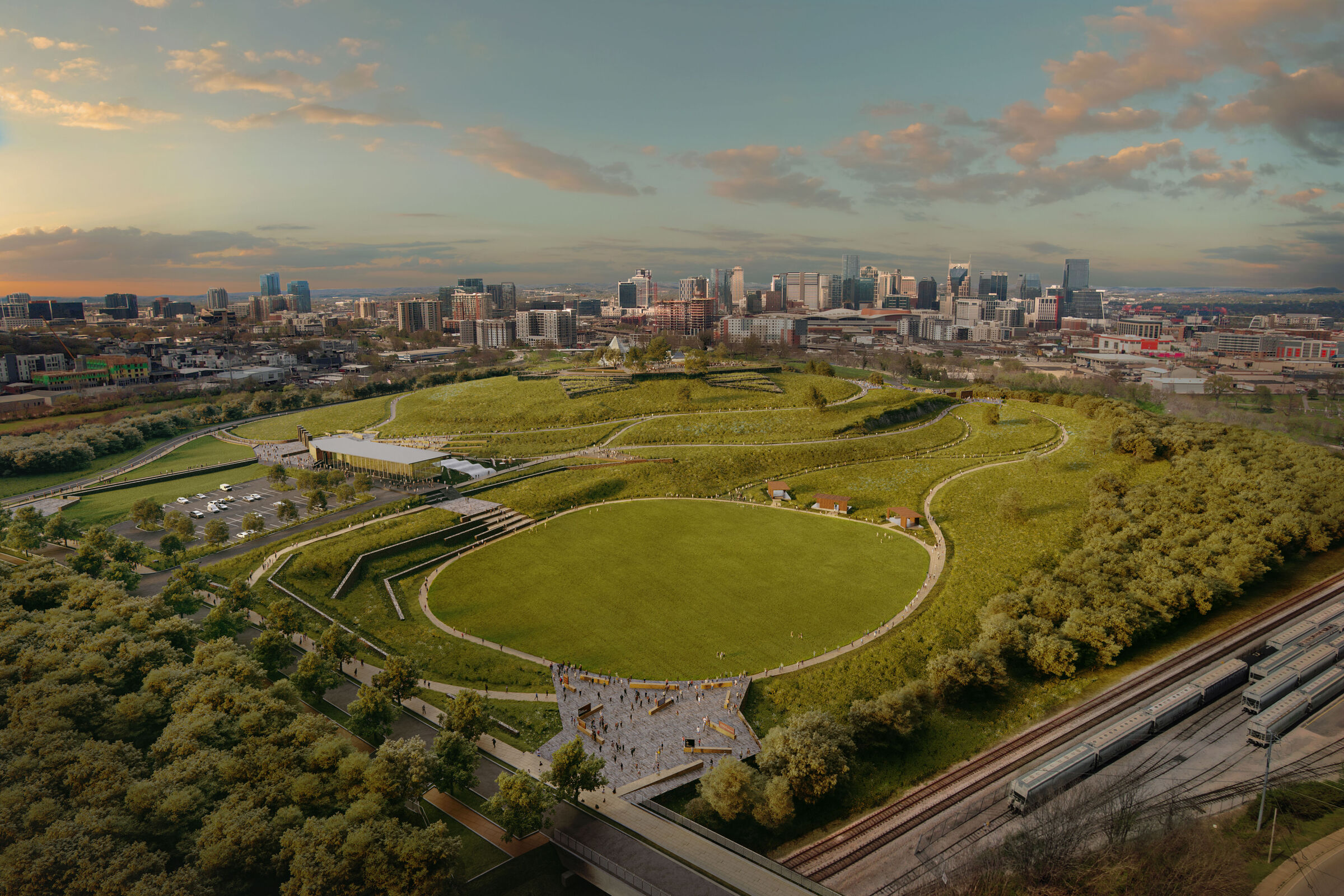 3d aerial rendering of Fort Negley Park restauration project