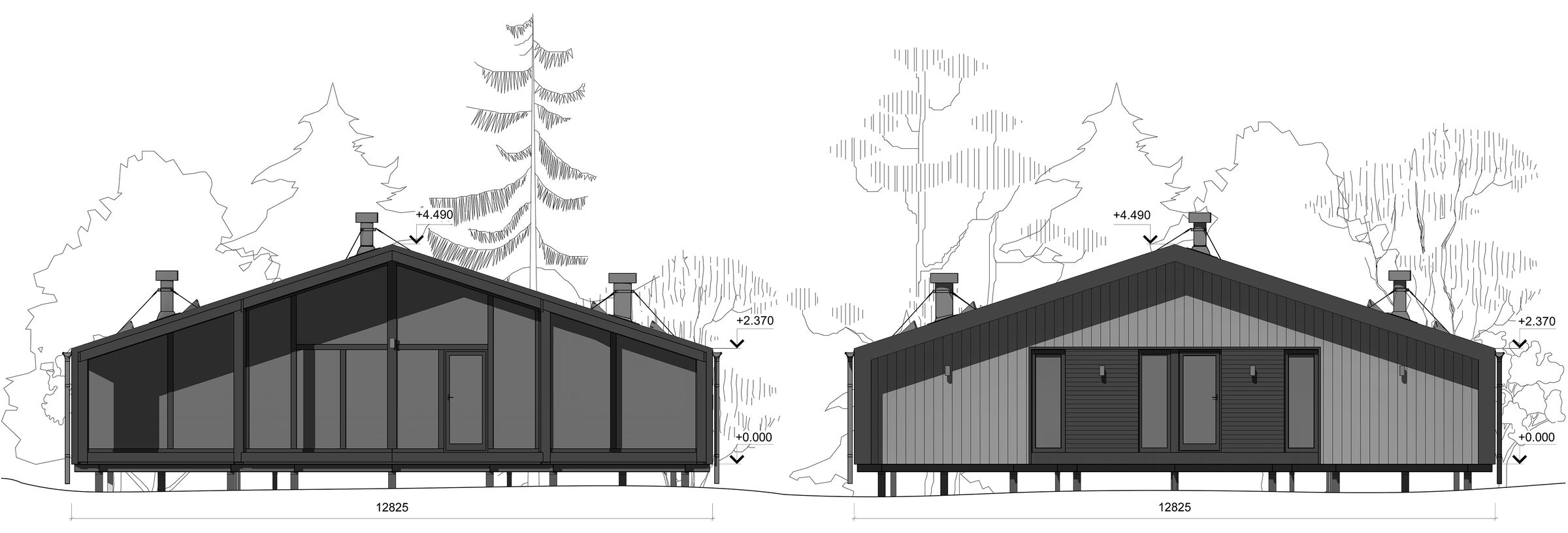 rear and front facades