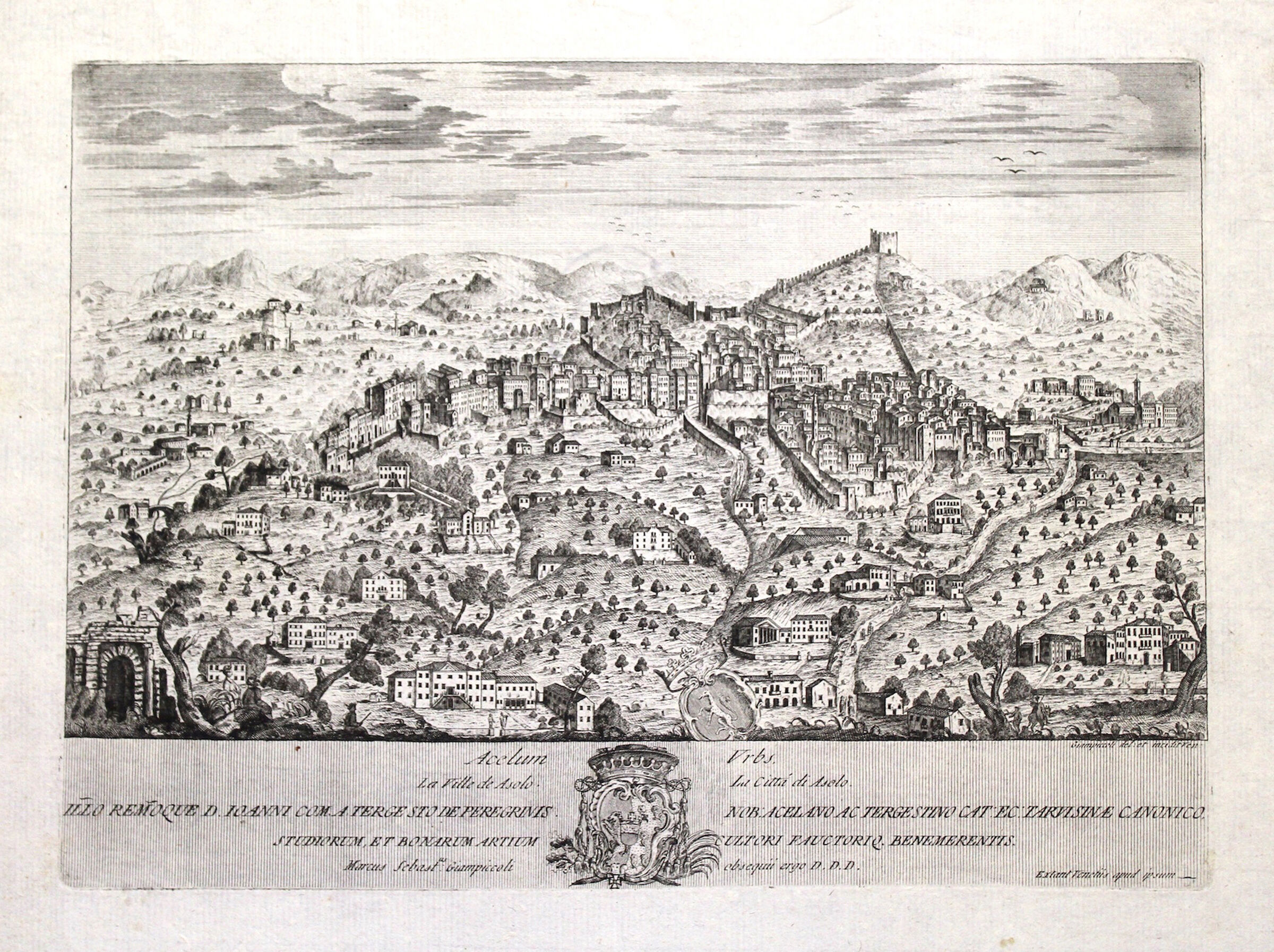 Drawings by Sebastiano Giampiccoli with perspective views of Asolo (late 18th century).