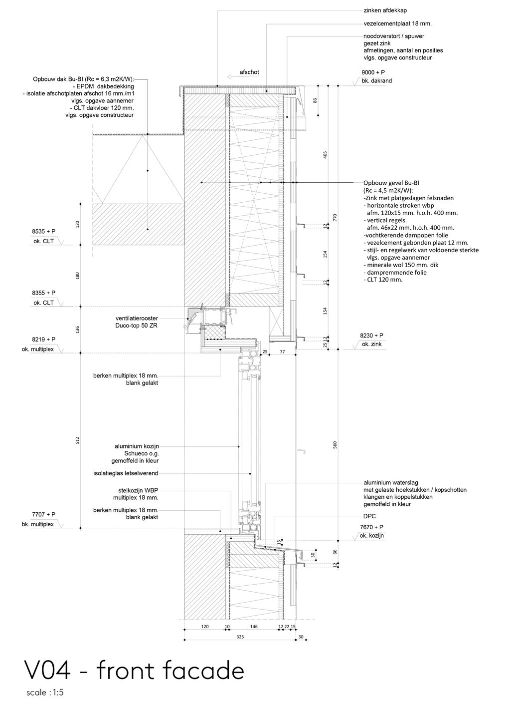 Detail - aluminium cladding front facade