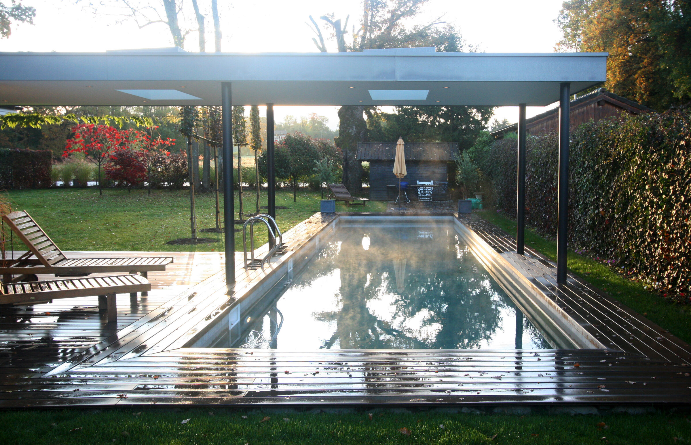 Pool with covered area