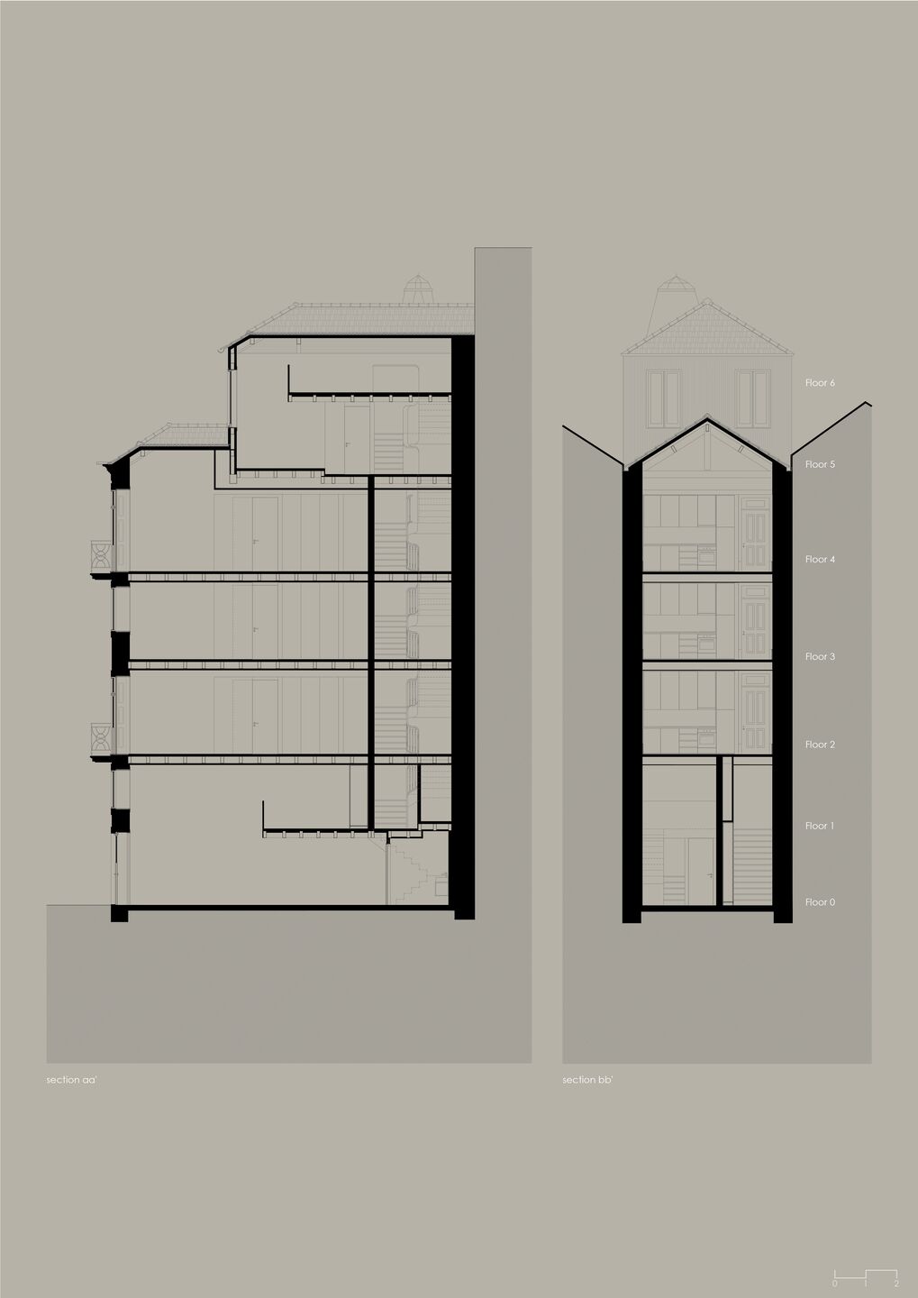 Corte AA' e BB' (Sections AA' and BB')
