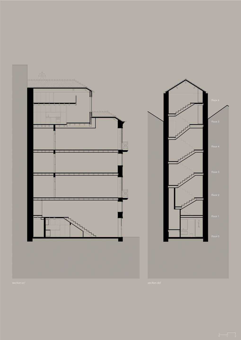Corte CC' e DD' (Sections CC' and DD')