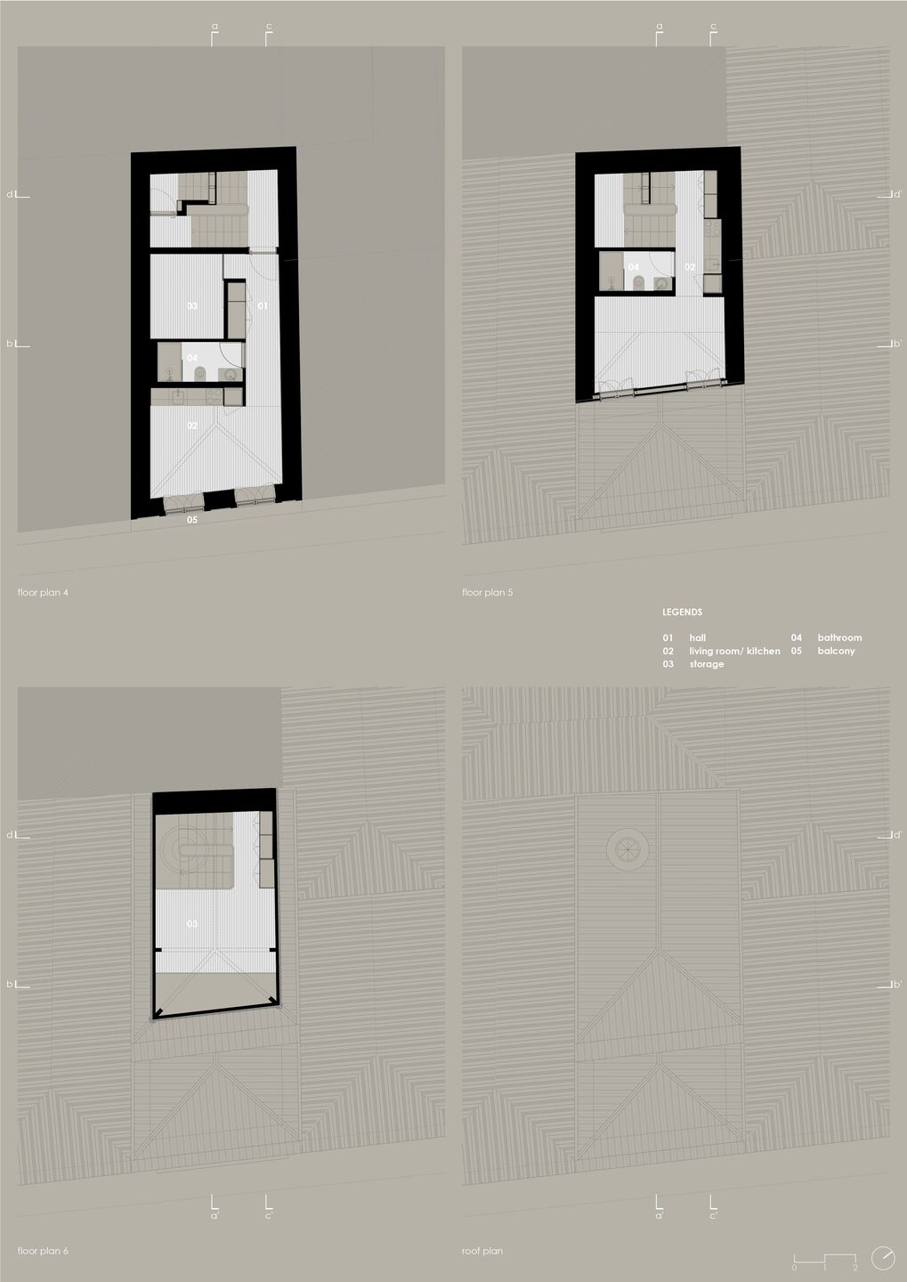 Plantas dos Pisos 4, 5, 6 e Cobertura (Floor Plans)