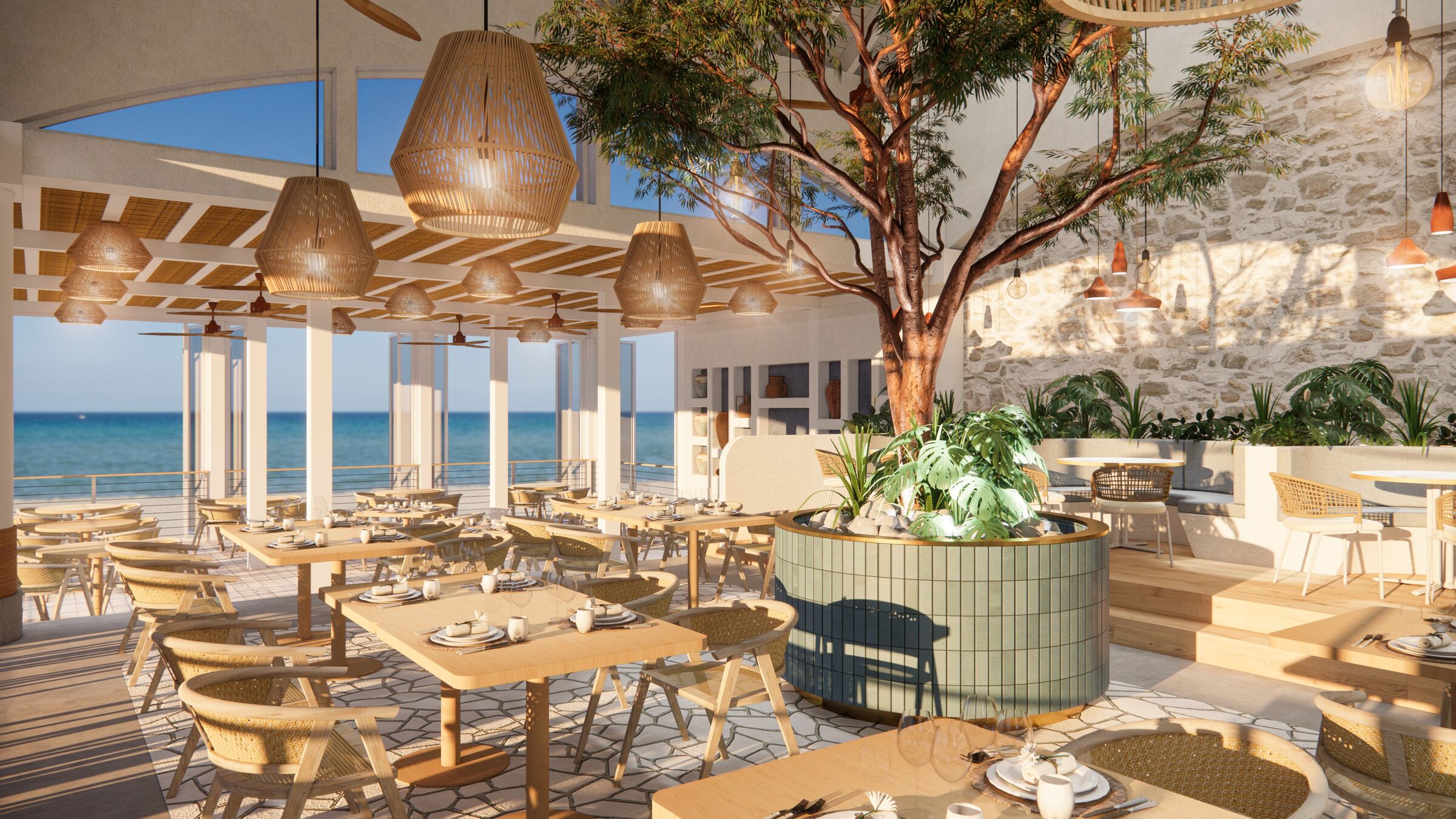 Restaurant with beach views