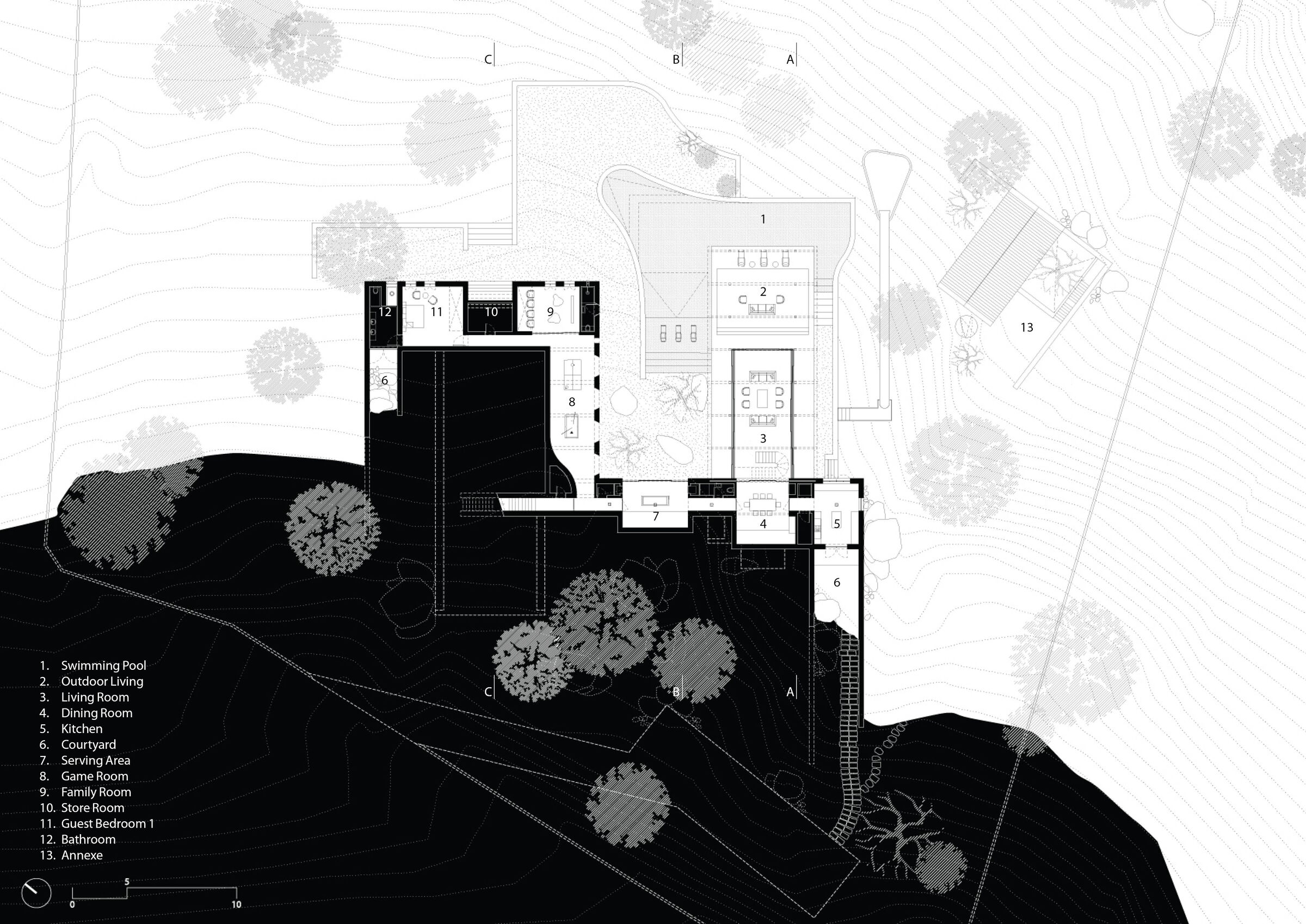 Plan cut through upper floor