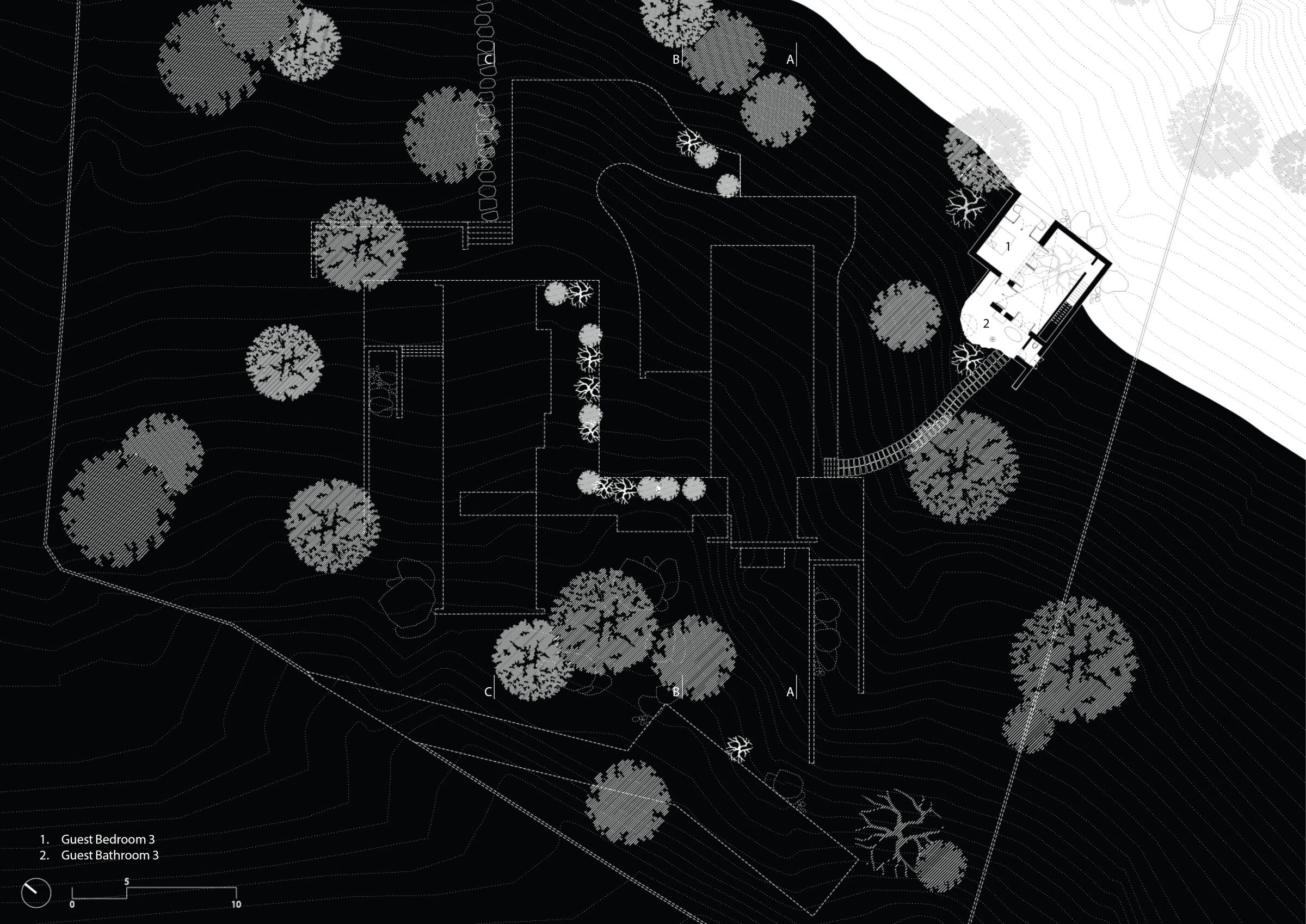 Plan cut through ground floor pavillion