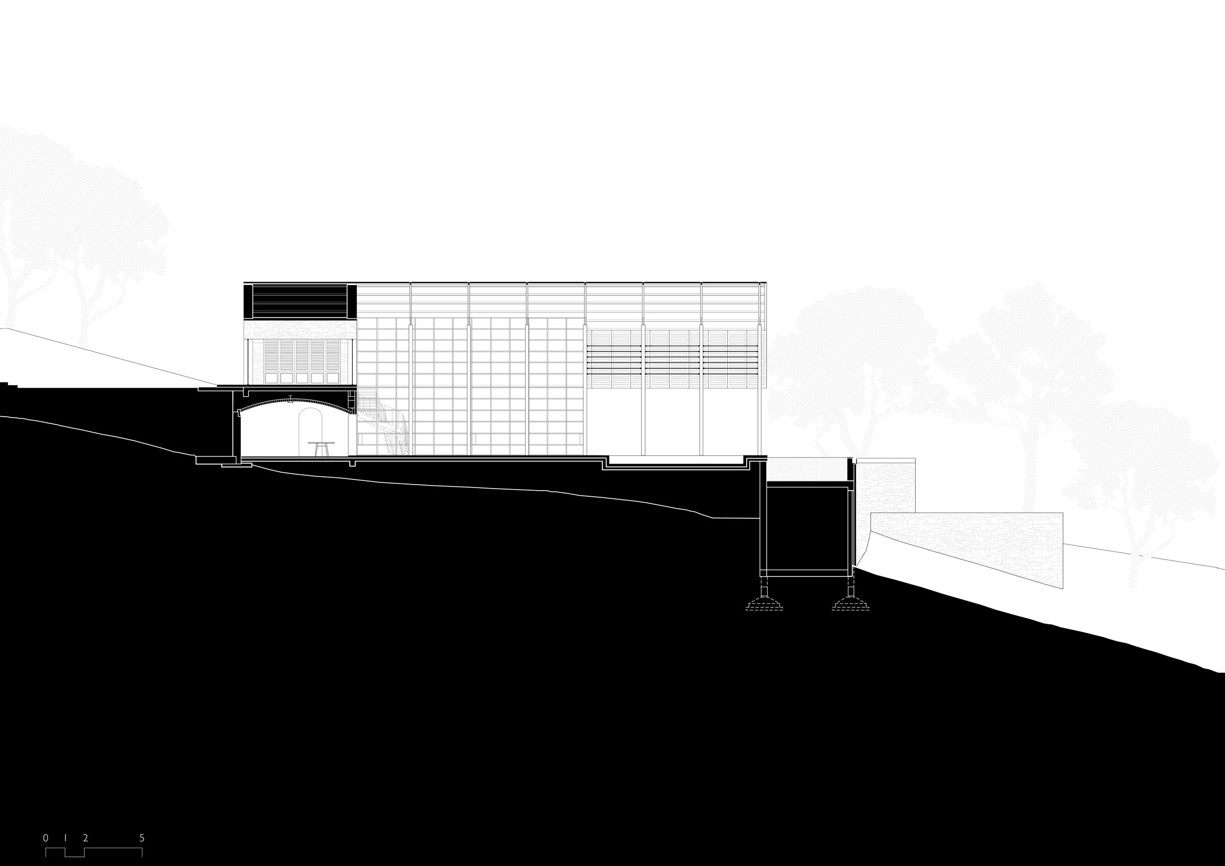 Section through living space