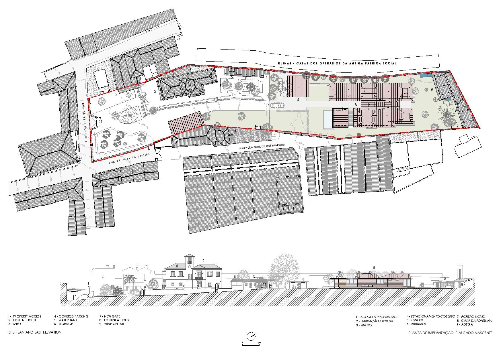 Site plan and East elevation