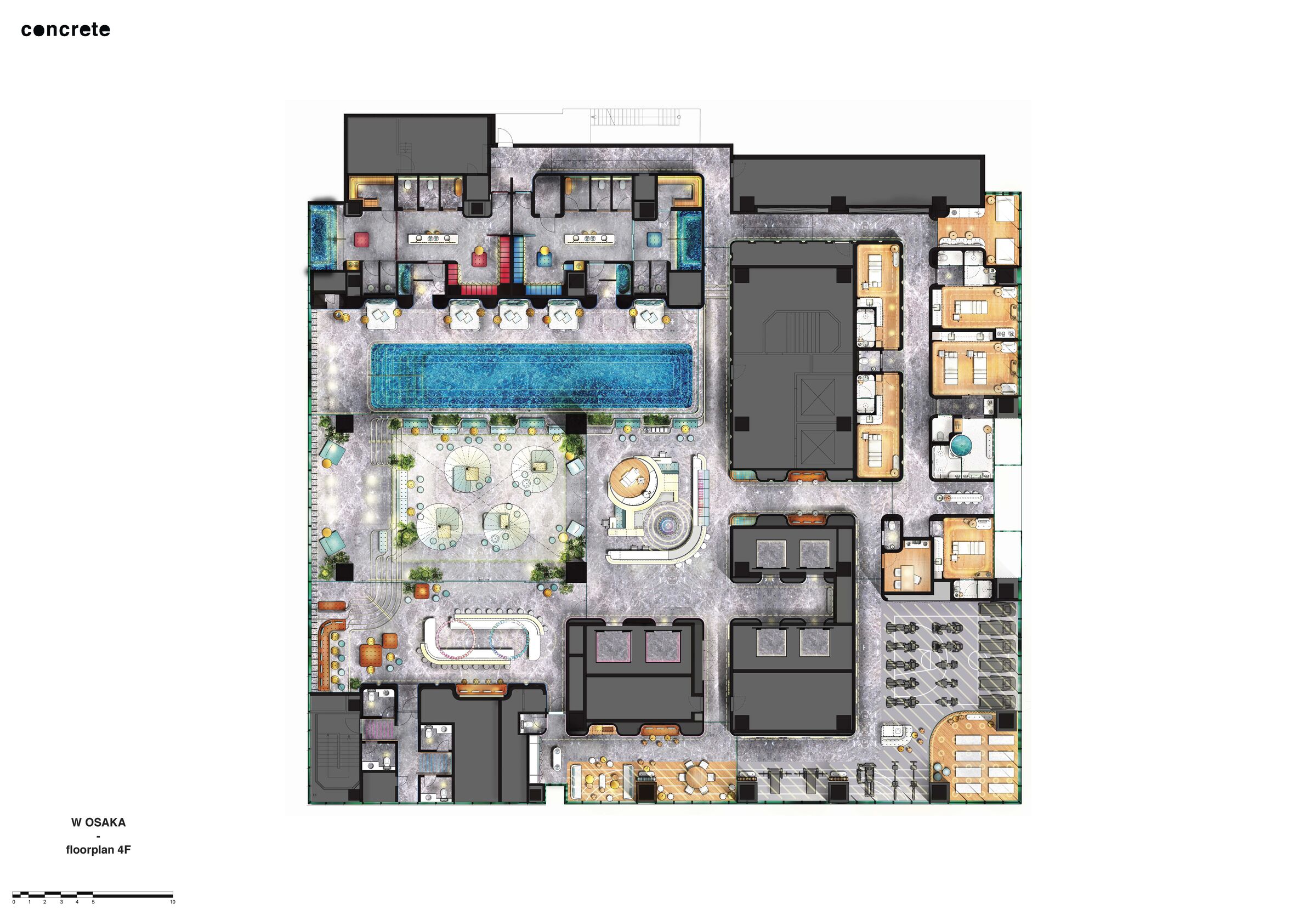 4F Spa, Gym, Pool, Courtyard, Wet Bar