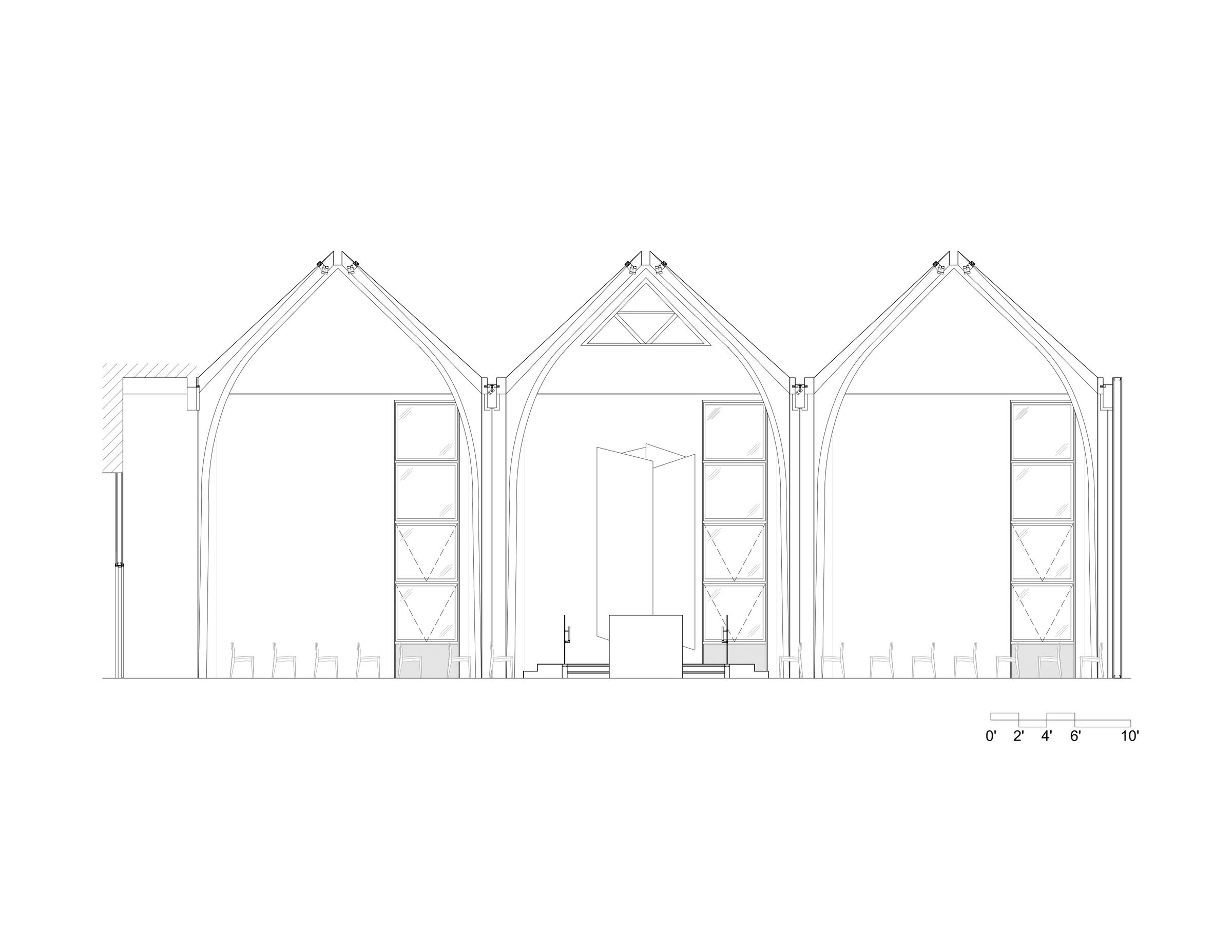 Longitudinal section through sanctuary