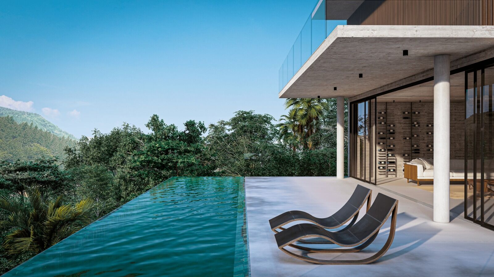 The house's elevated position allows it to command panoramic vistas of the natural landscape.
