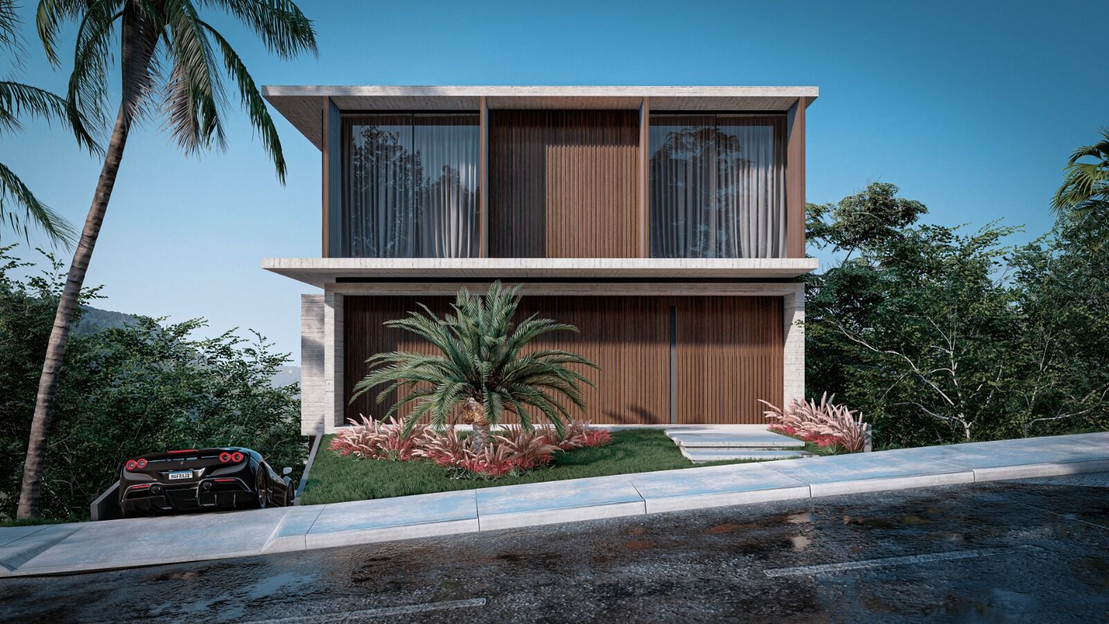 Wood is artfully incorporated to introduce natural warmth and texture.