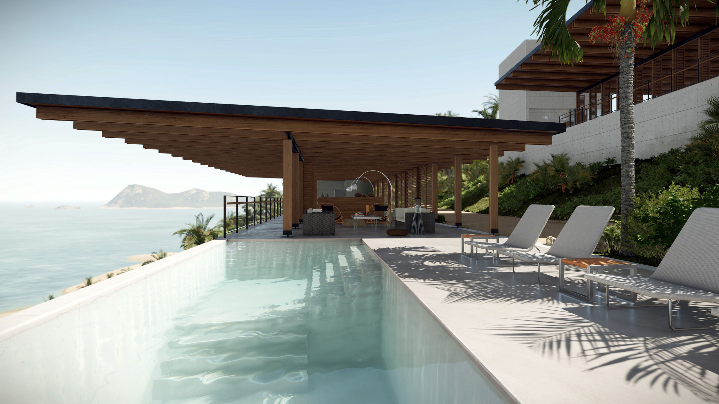 Living space and pool
