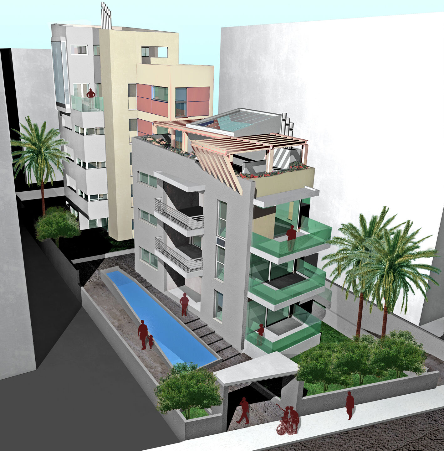 3d aerial front rendering