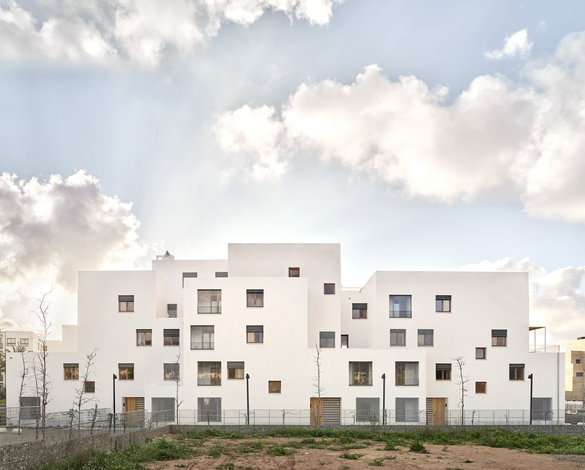 Detail: Compressed Earth Block Walls of 43 Viviendas Sociales