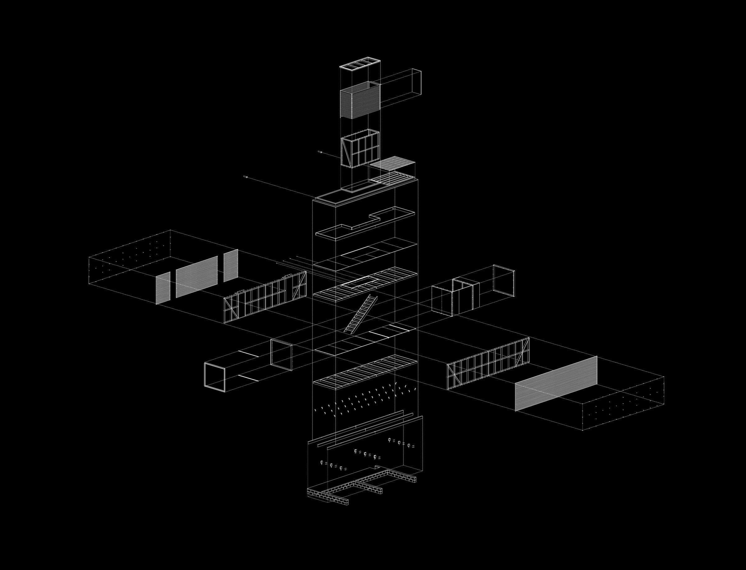 axonometric - galpão