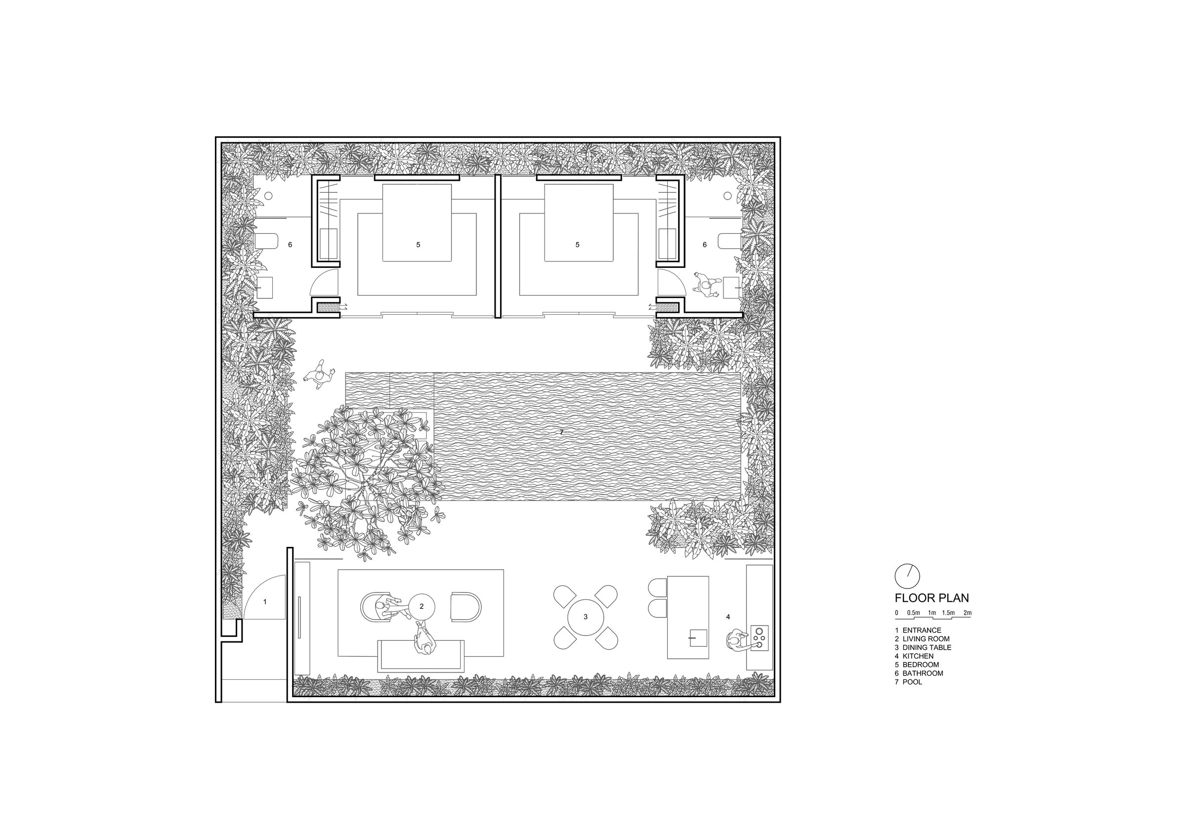 Floor plan for 2-bedroom Villa
