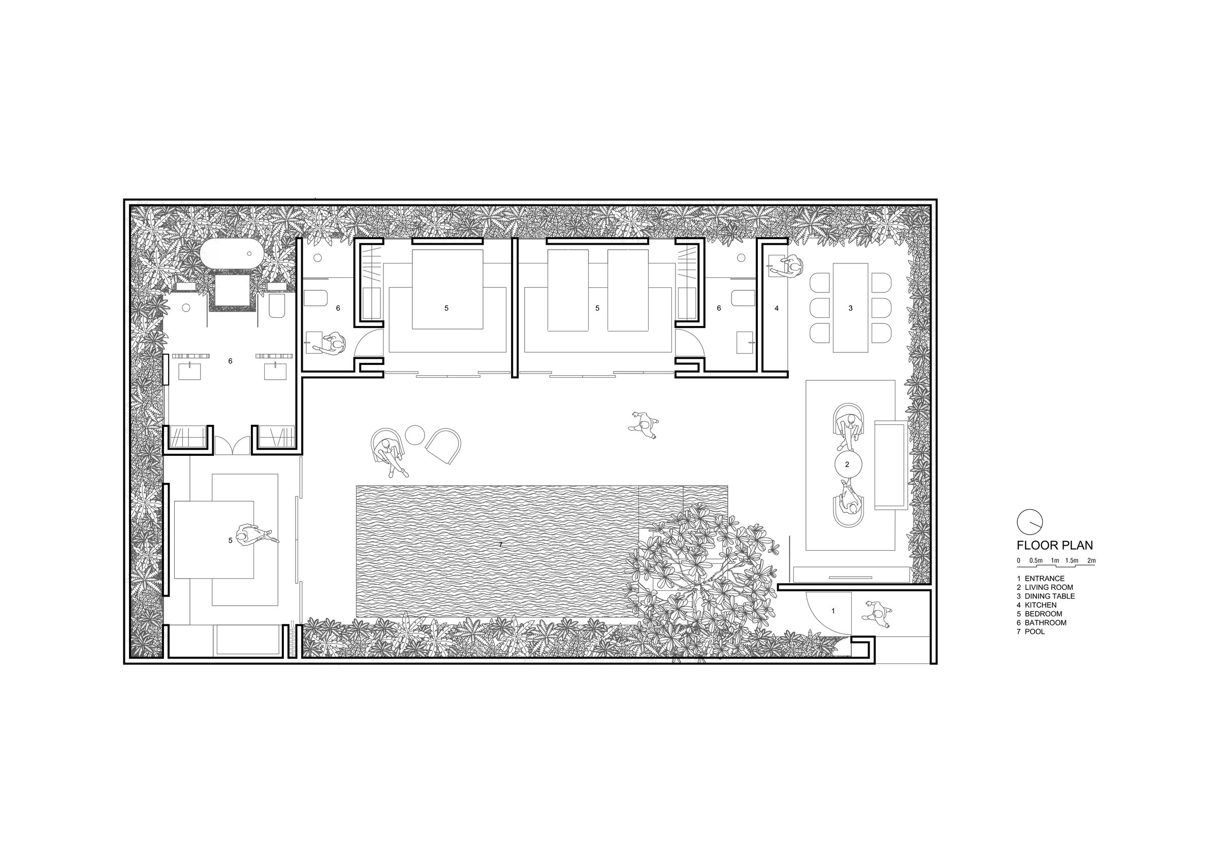 Floor plan for 3-bedroom Villa