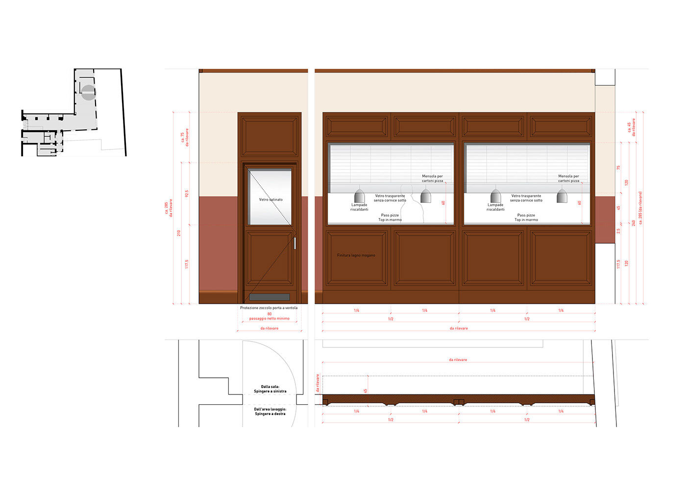 restaurant wood furniture draw detail