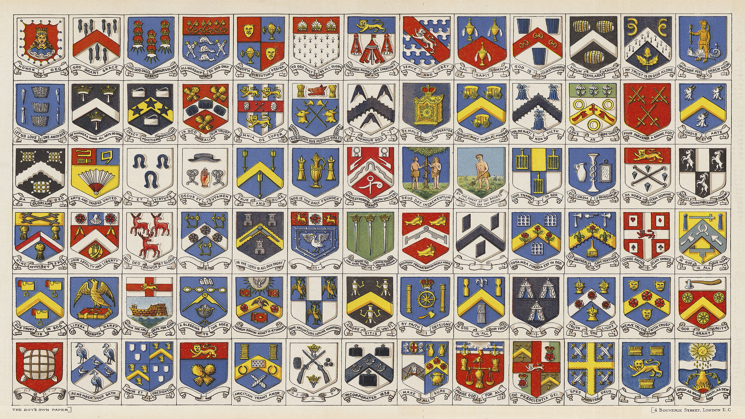 Coats of Arms of the Livery Companies of the City of London. Illustration adapted from The Boy's Own Annual, 1910