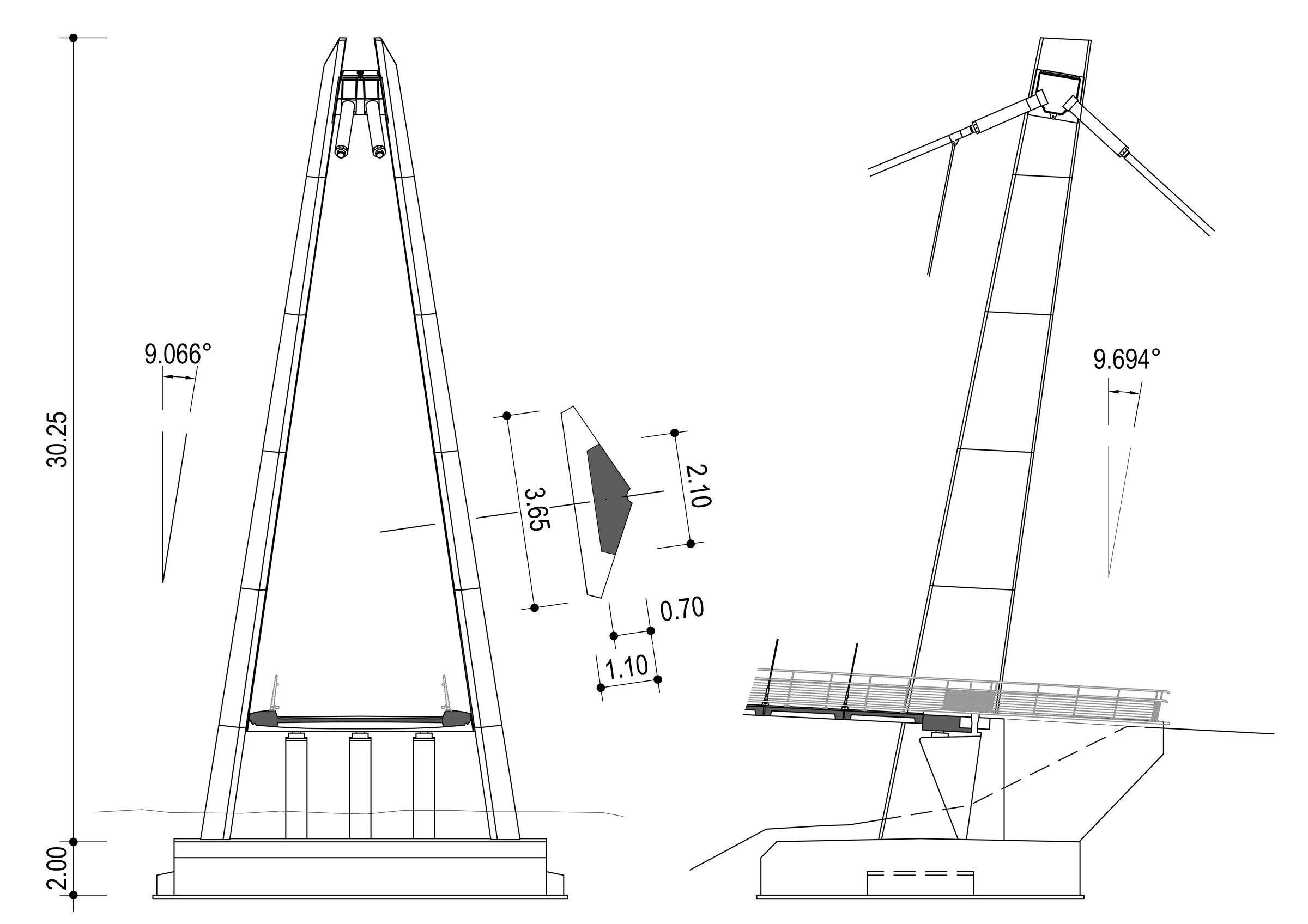 Pylon-Cross Section and Elevation