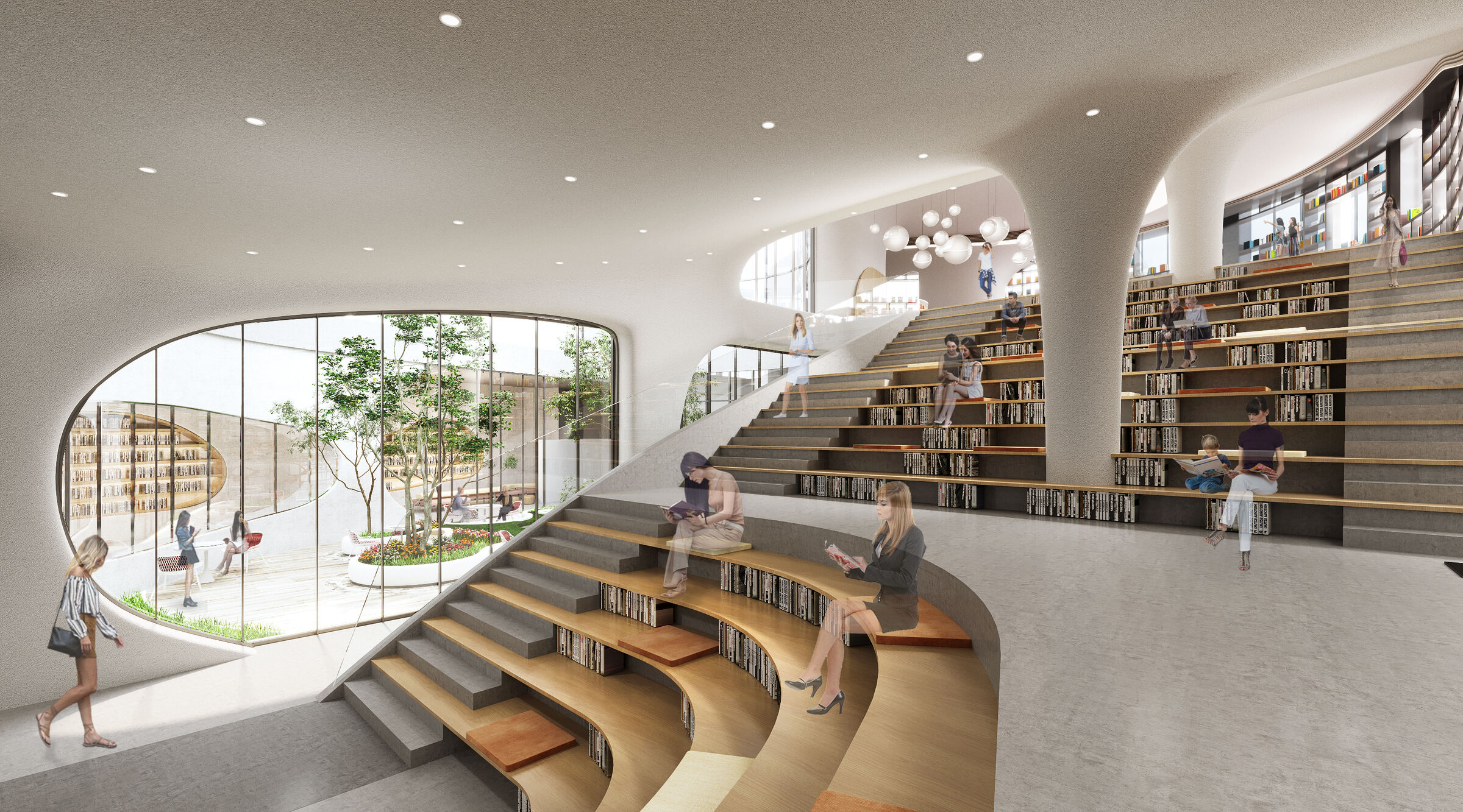 the staircase that connects the Basement and Ground levels