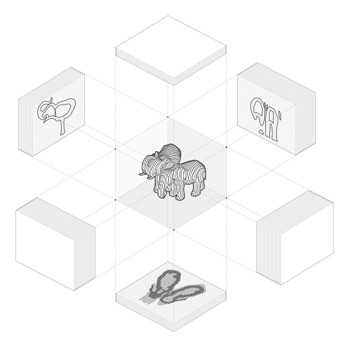 Structuring in 3d orthogonal slices