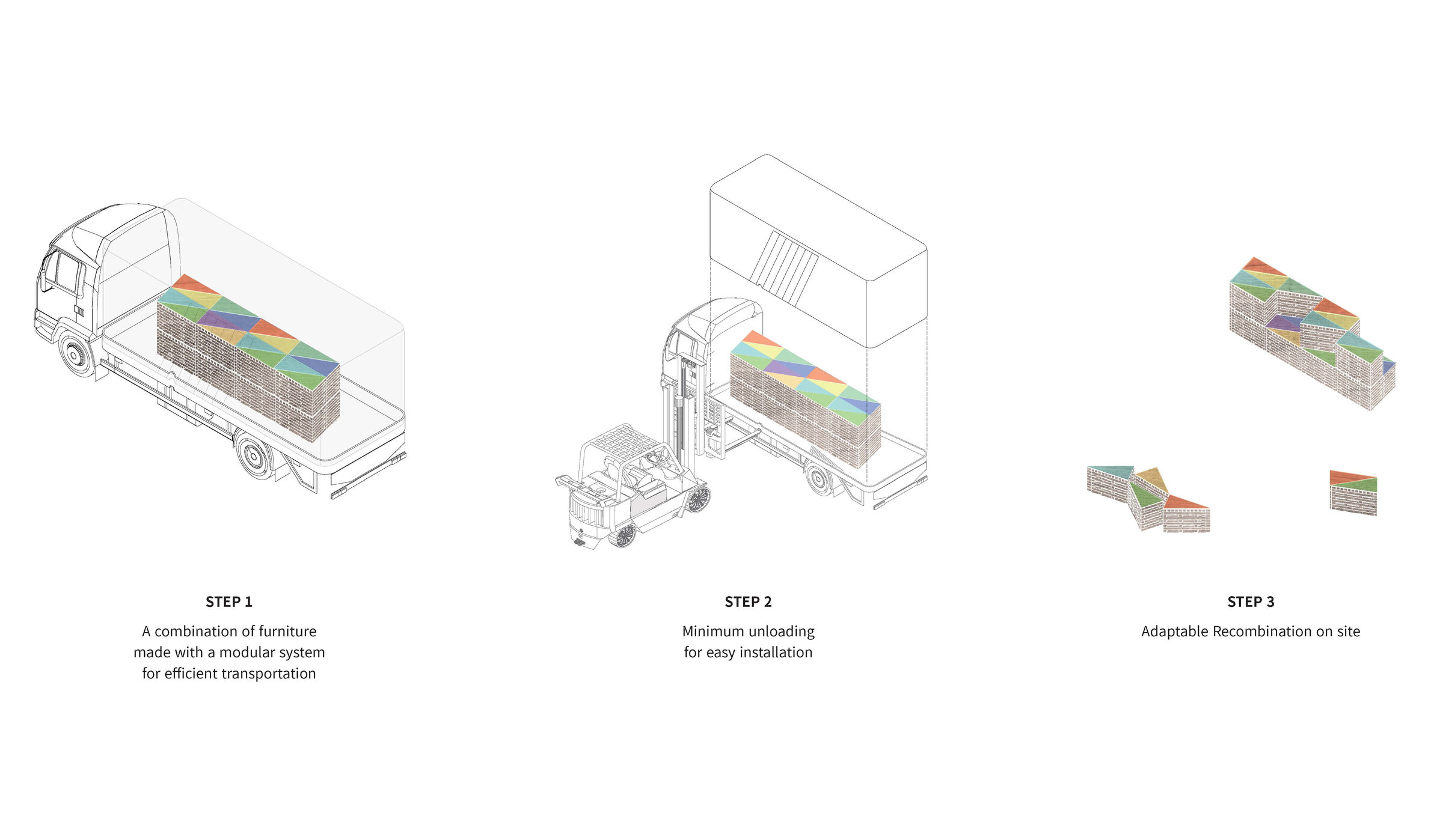 The modular bench system makes it easy to install and move.