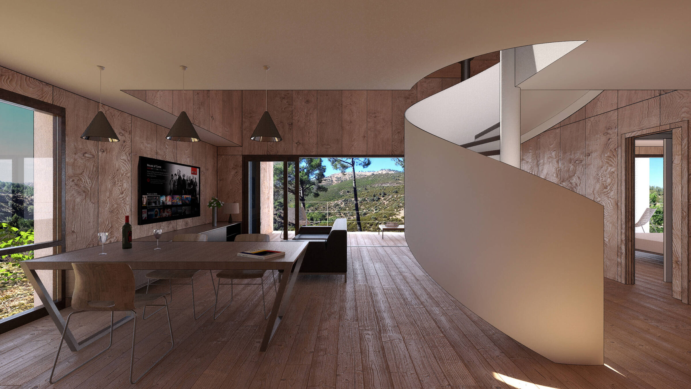 Dining room overlooking the mountain