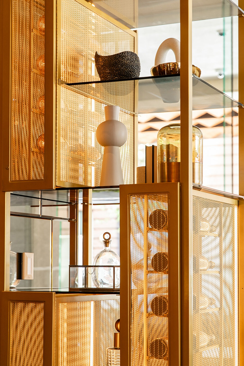 Banker Wire SPZ-52 in Plated Satin Brass featured in the Astra restaurant interior design in San Francisco