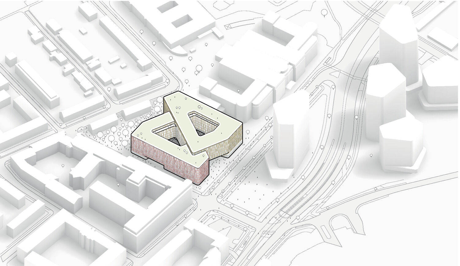Concept diagram “Two buildings, one façade