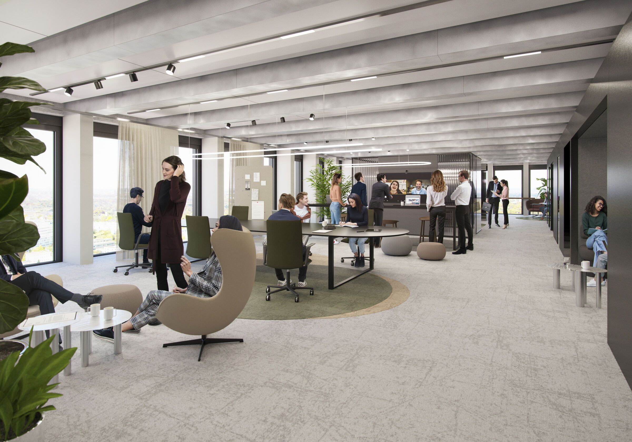 Office, collaborative working zone