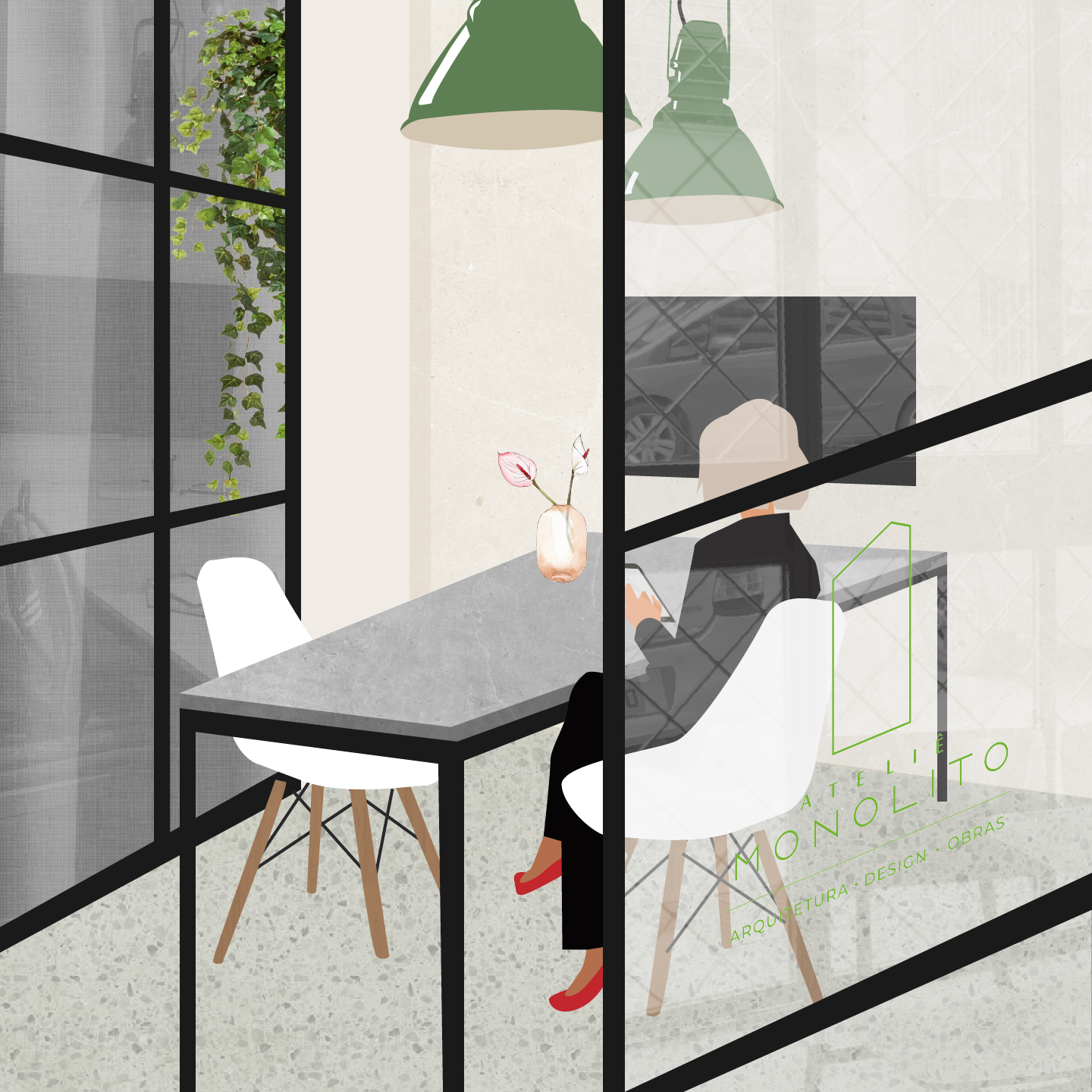 Meeting room illustration.