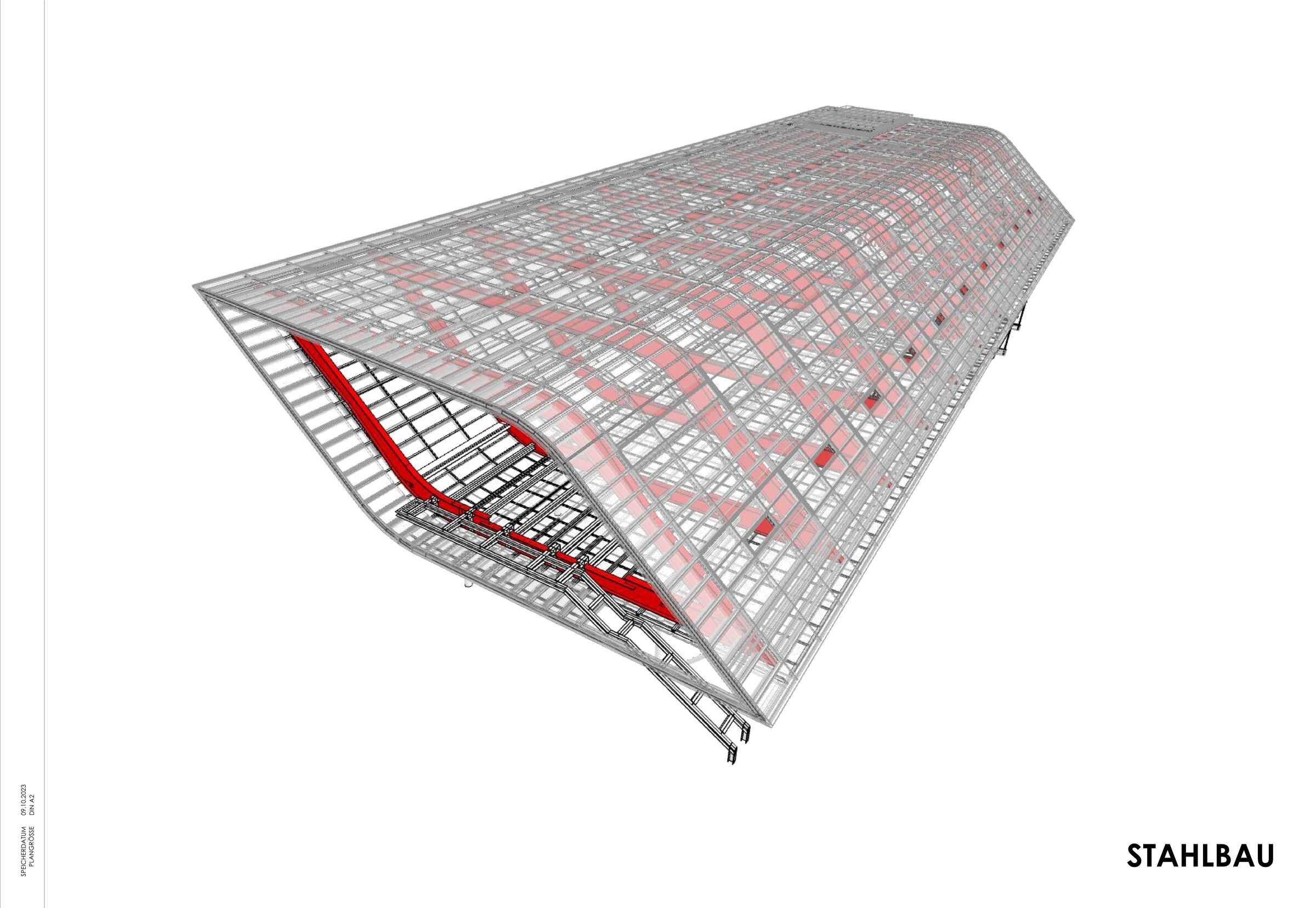 steel construction and facade