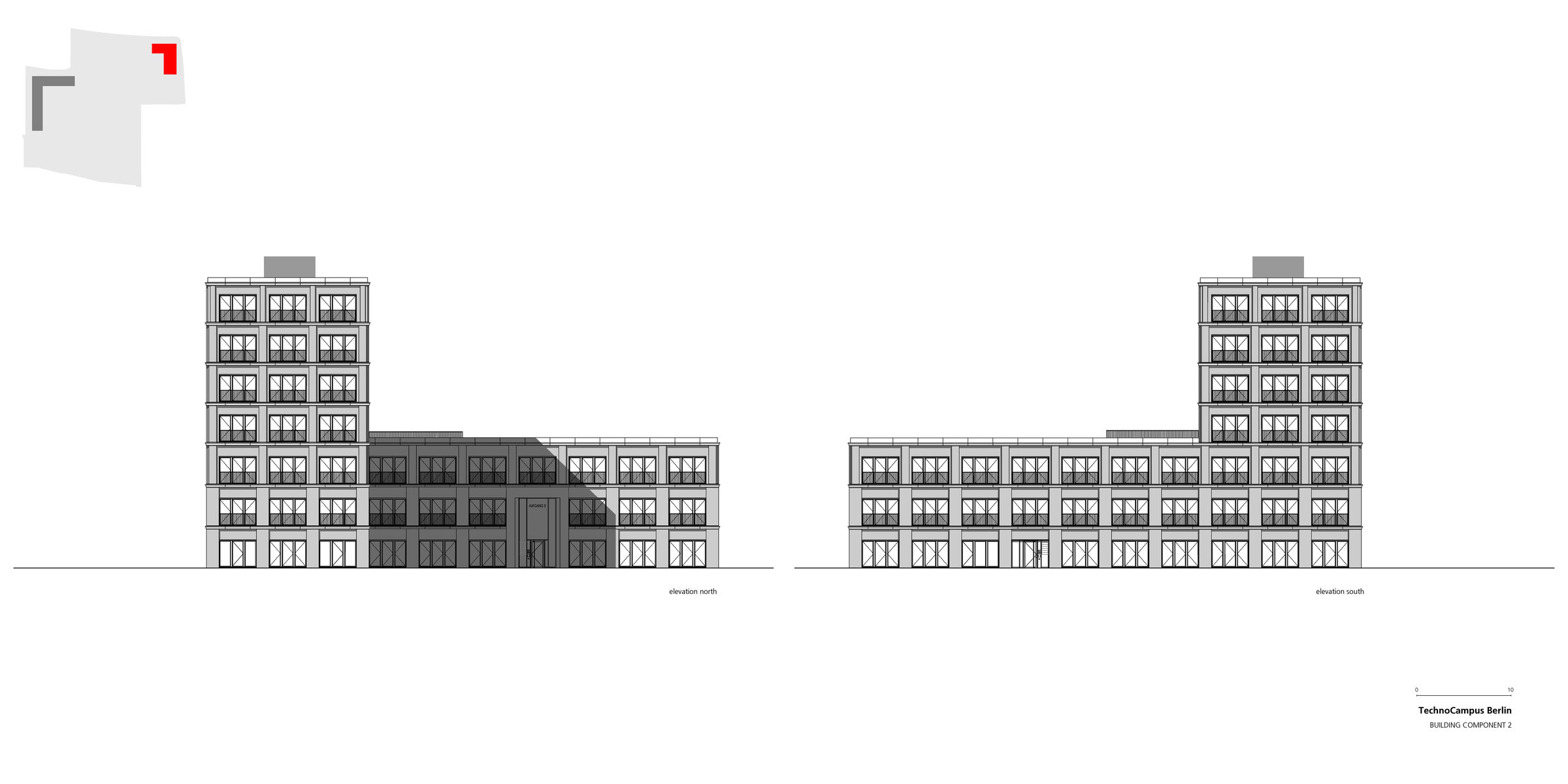 Building component 2, elevations north & south