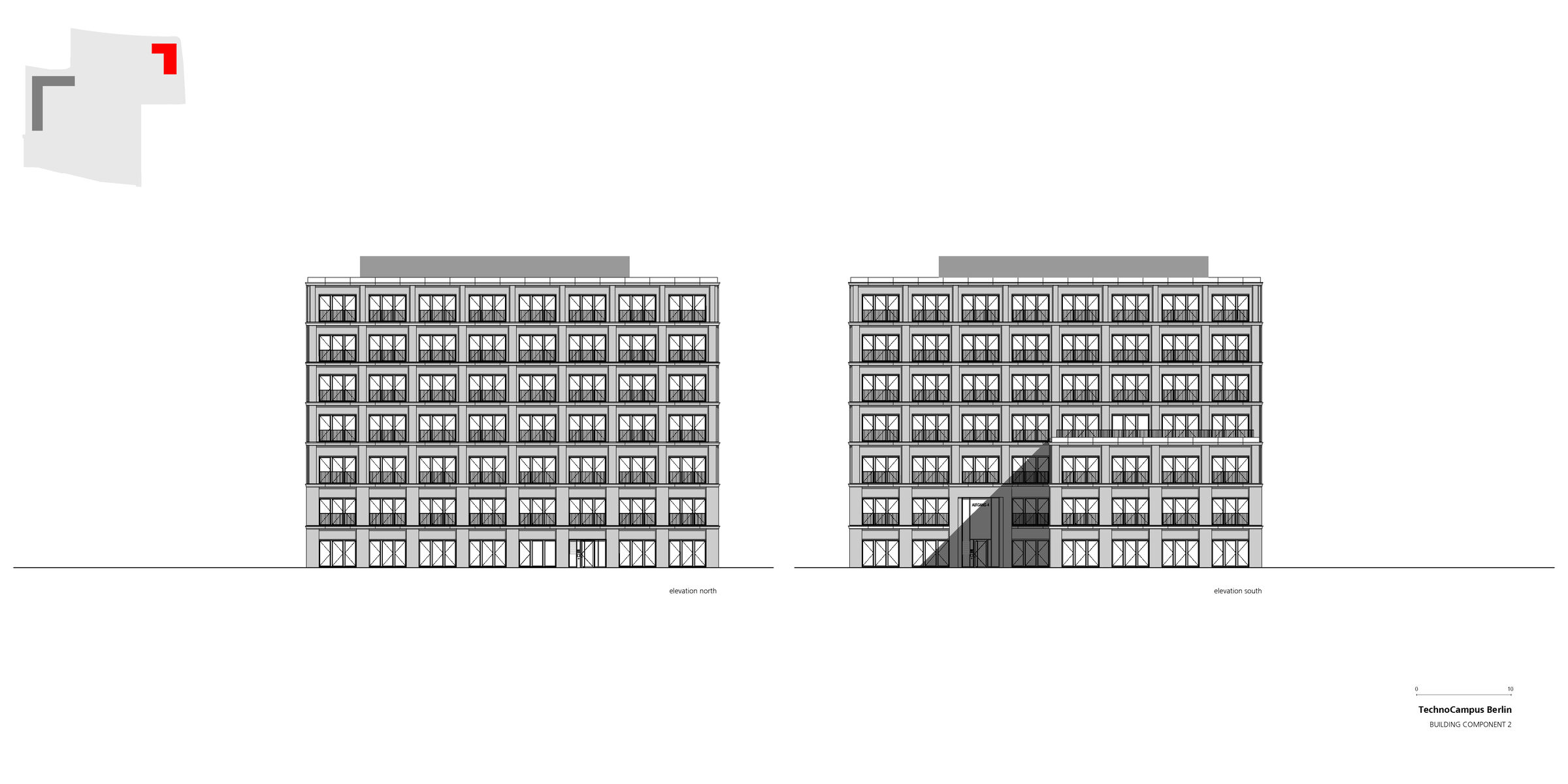 Building component 2, elevations east & west